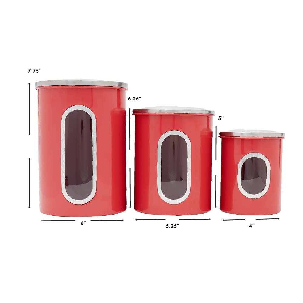 Home Basics 3 Piece Canister Set for the Kitchen Kitchen Jars with Transparent Window | 3 Different Sizes | Kitchen Storage Containers with Silicone Gasket