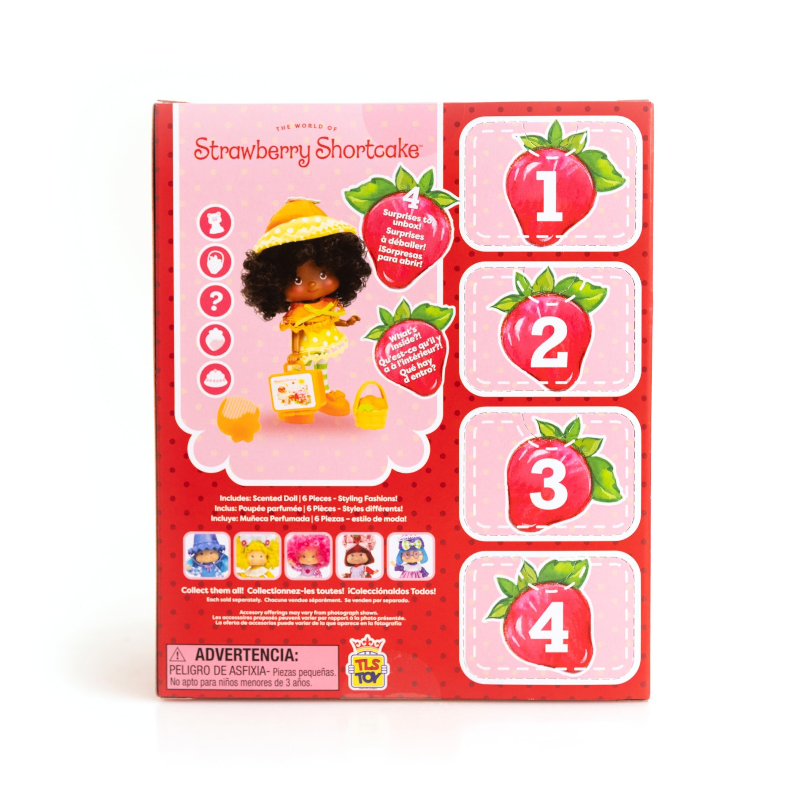 Strawberry Shortcake 5.5-inch Orange Blossom Poseable Sweet Scented Fashion Doll with 4 Surprise Reveal Accessories