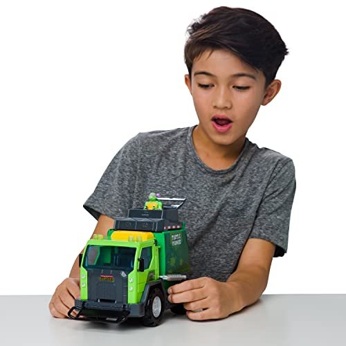 Teenage Mutant Ninja Turtles Toy, Thrash 'N' Battle Garbage Truck with 3 Sewer Cap Launchers, Lights & Sounds, TMNT Mutant Ninja Turtle Vehicle for Kids, Ages 3+