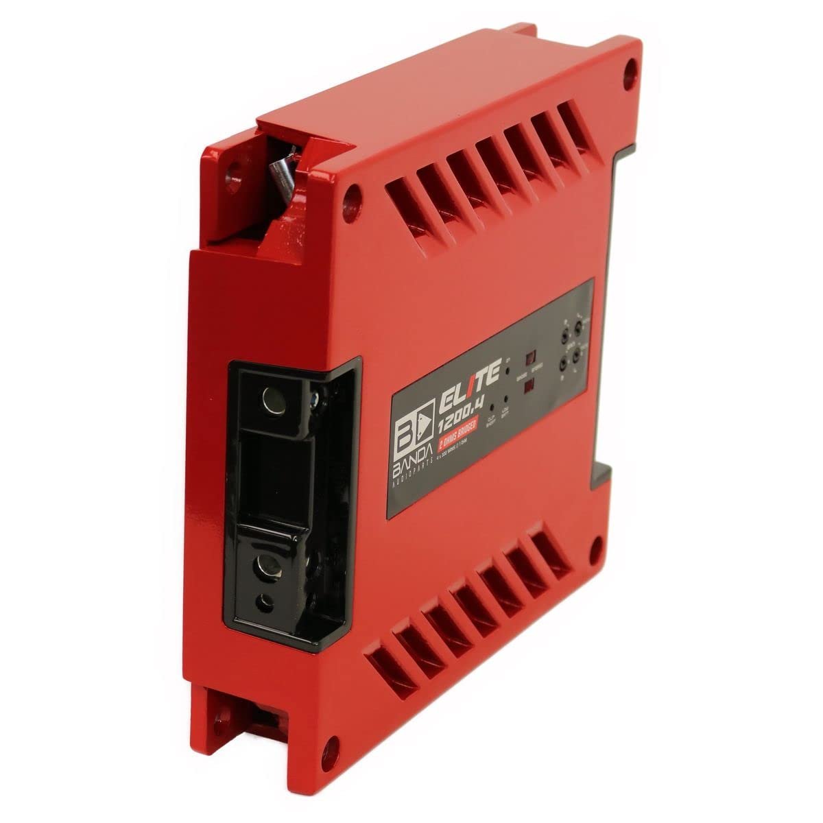 4-Ch. Vehicle Audio Bass Amplifier - 300W D Class High-Powered Mono Bass Amp w/Subsonic Filter & Low Pass Filter Stable @ 1 Ohm, LED Indicators, Sound Specialization, RED - BANDA 1200.41OHMRED