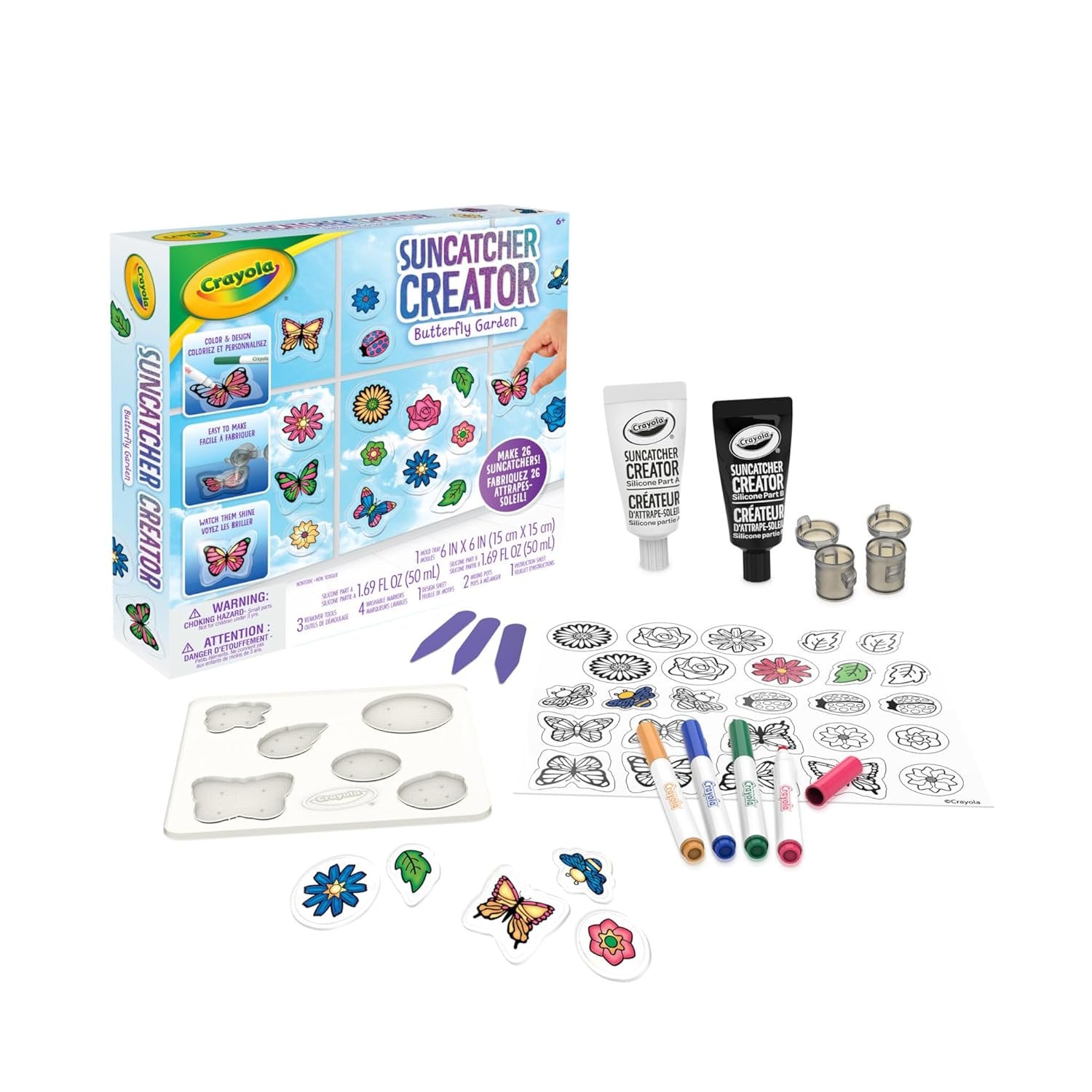 Crayola Suncatcher Craft Kit for Kids, Butterflies, Ladybugs & Flowers, Gift for Girls & Boys, 6+
