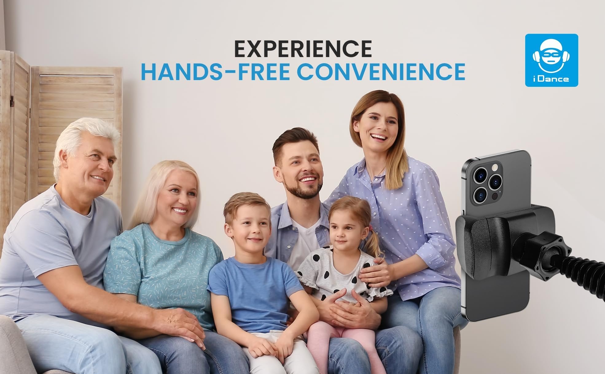 iDance MS1820 Universal Cell Phone Holder with Easy Lock and Bluetooth Remote Control Phone Mount with Clamp Camera and Mobile Phone Holder for Car