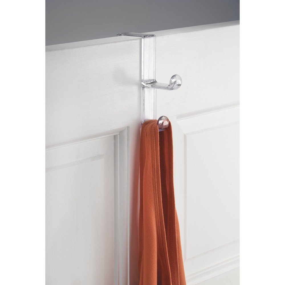 InterDesign Over Door Organizer Hook for Coats, Hats, Robes, Clothes or Towels – Double Hook, Clear