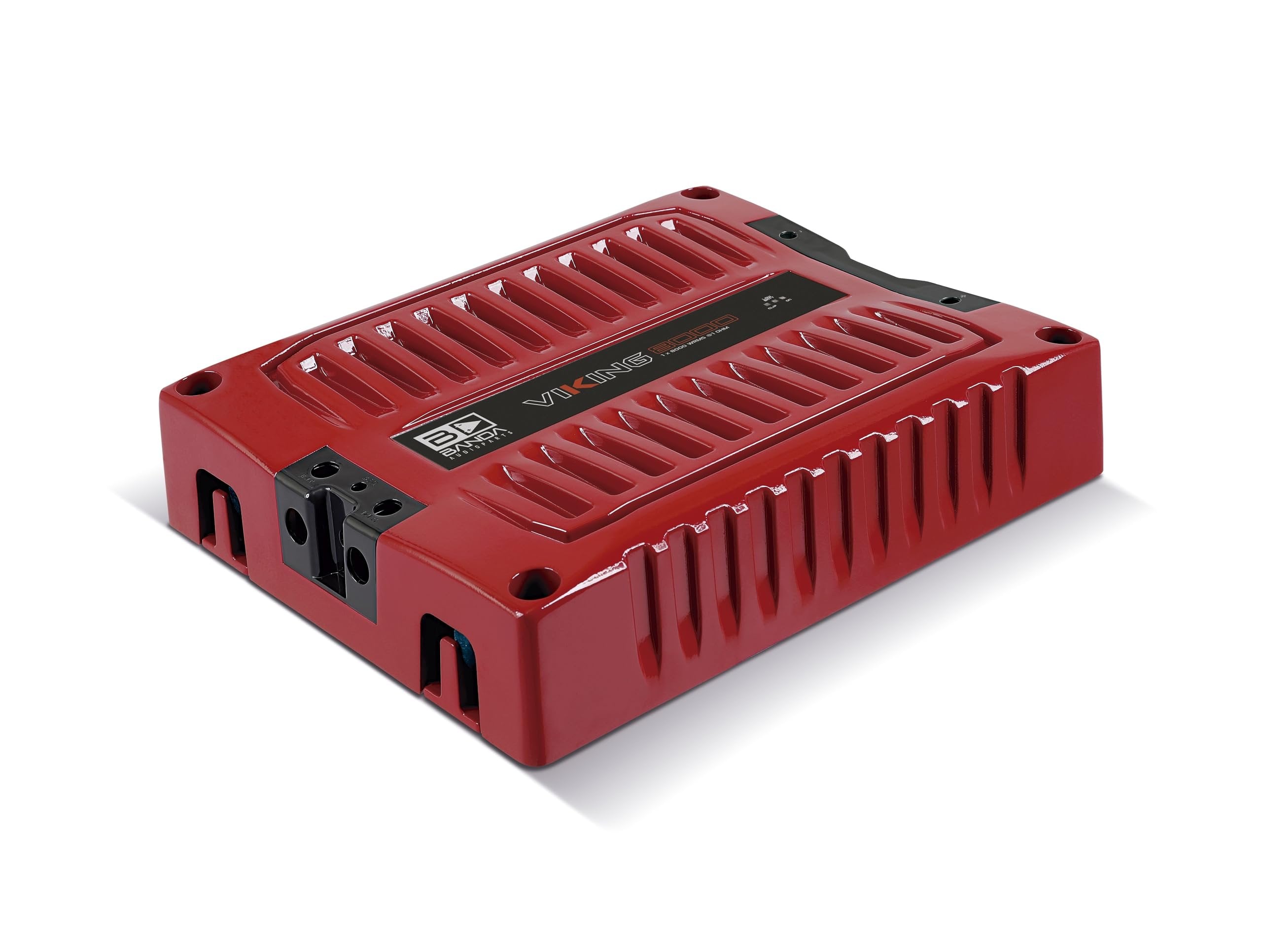 Banda VIK8000.1RED New Viking 8000 Watts Rms Amplifier Audio Car Speaker 1-Ohm Full Range Crafted with Aluminum Chassis, LED Indicators - Red