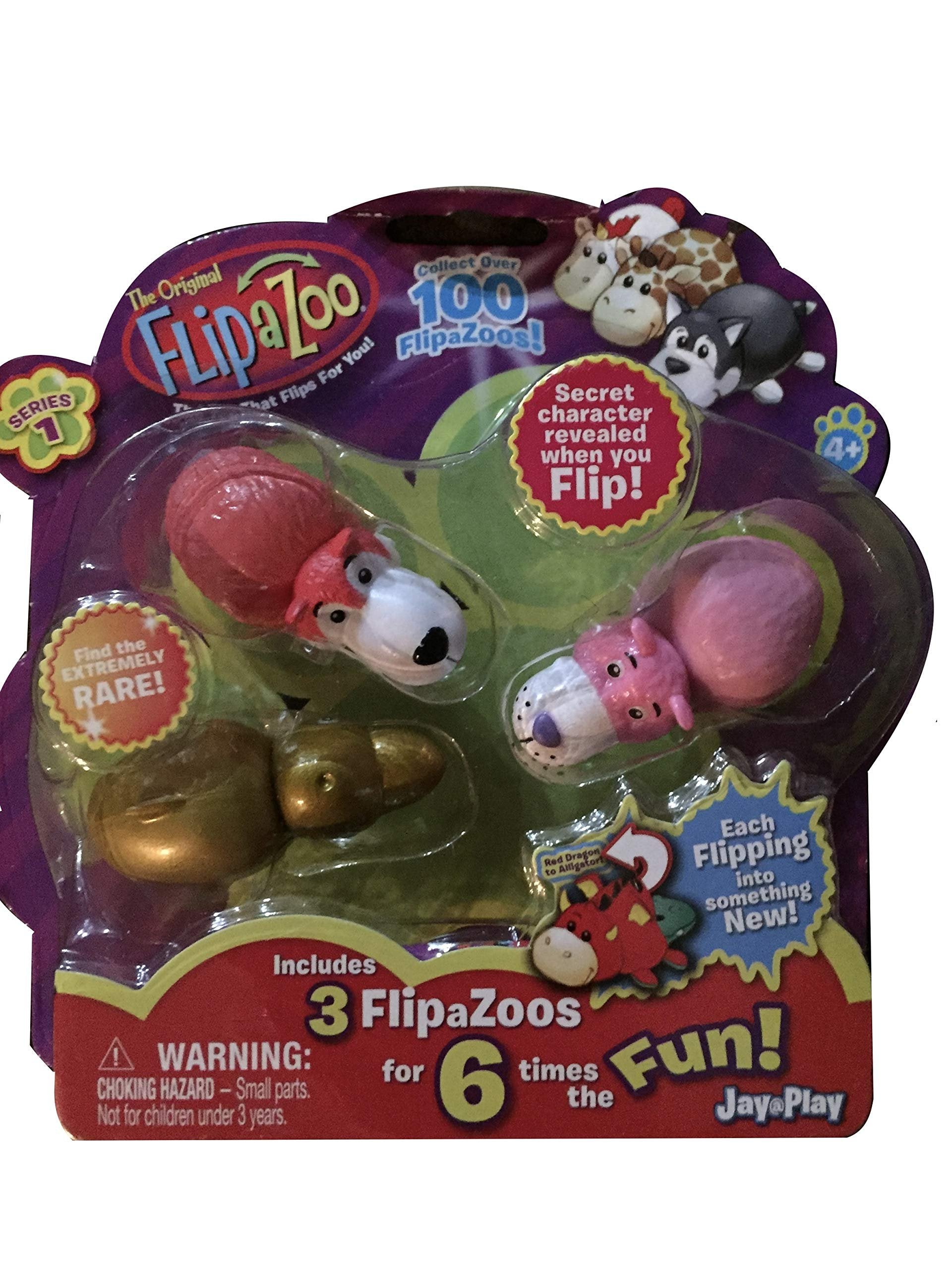 FlipaZoo Series 1 pack of 3 mini (assorted figures) Approx 2 inches X 1 inch, Multi, small