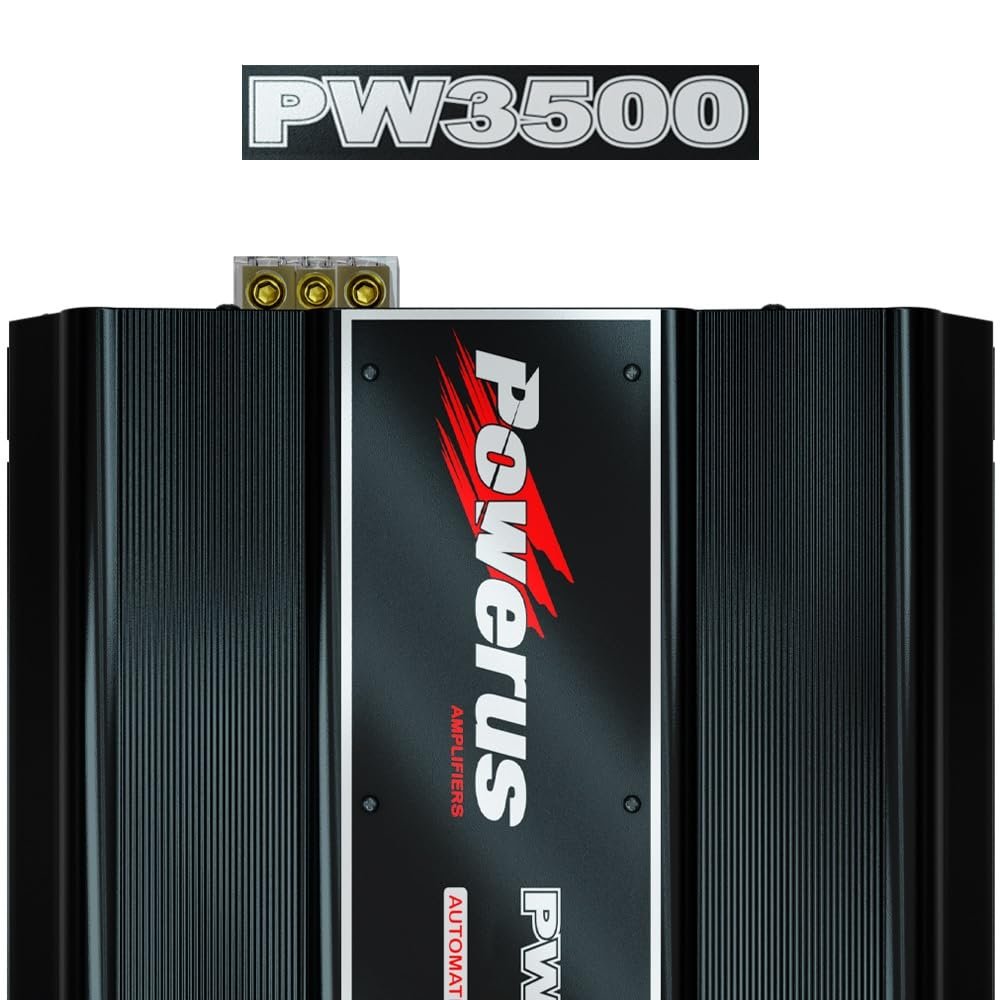 POWERUS3500.05 Car Amplifier Class D Half Ohm 3500 Watts RMS Automatic Audio Limiter Advanced Protection Circuits Mono Amp Speaker - PW3500
