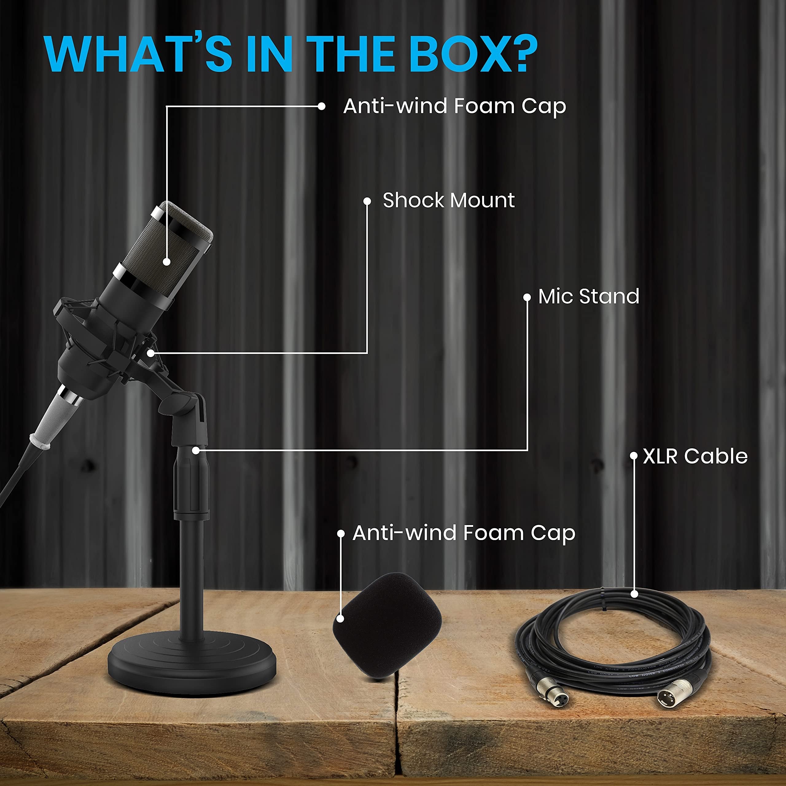 iDance Cardioid XLR Condenser Microphone Kit, Plug & Play Professional Studio Recording Microphone for Podcast, Gaming, USB Condenser Microphone, Broadcasting Microphone Kit