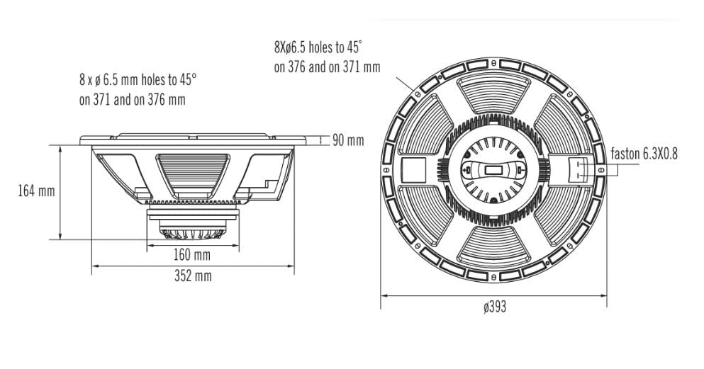 RCF CX15N351 Coaxial Loudspeaker 15-inch Woofer 450 Watts Rms 900 Watts Peak 8-Ohm Dual Forced Air Ventilation System Pro Audio Speaker Applications