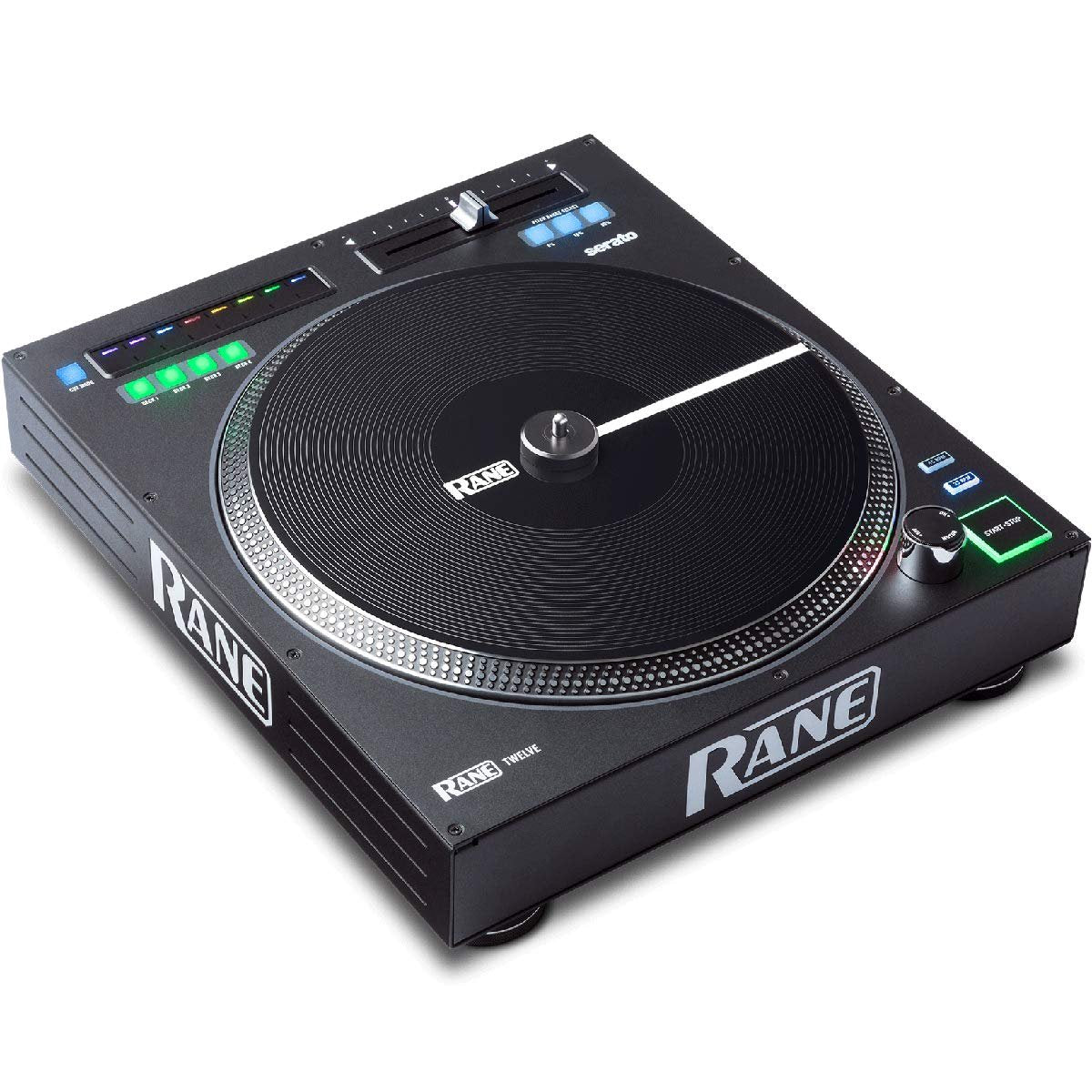 RANE TWELVE | MIDI Control Turntable for Serato DJ with Full 12-Inch Motorized Platter, White Acrylic Control Disc, Strip Search with 8 Hot-Cue Triggers and 33 1/3 & 45 RPM platter speeds