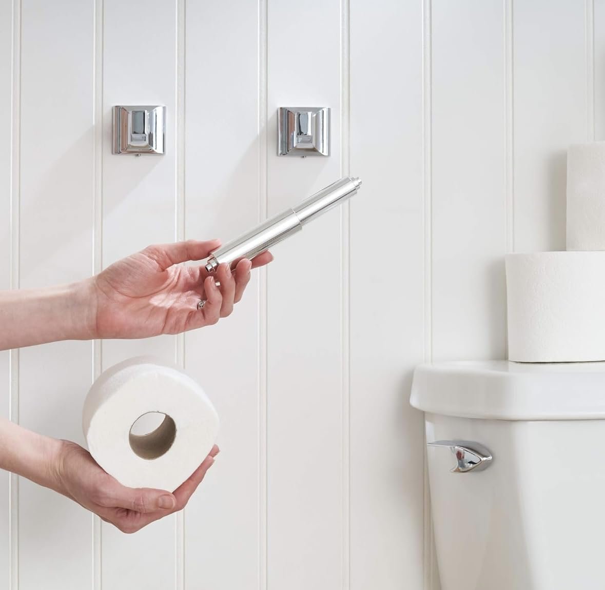 IDance Spring Loaded Toilet Paper Holder, Chrome Finish, Wall Mount