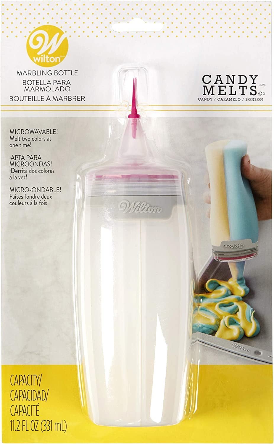 Wilton Marbling Bottle, 16.6x7x26.7, Clear/Pink/Grey