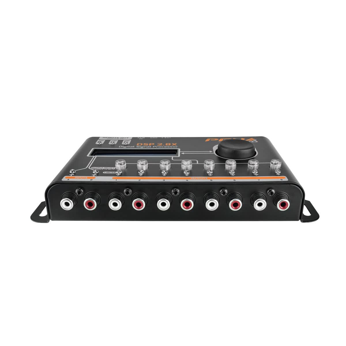 PRV AUDIO Car Audio DSP 2.8X Digital Crossover and Equalizer 8 Channel Full Digital Signal Audio Processor DSP with Sequencer Remote Relay