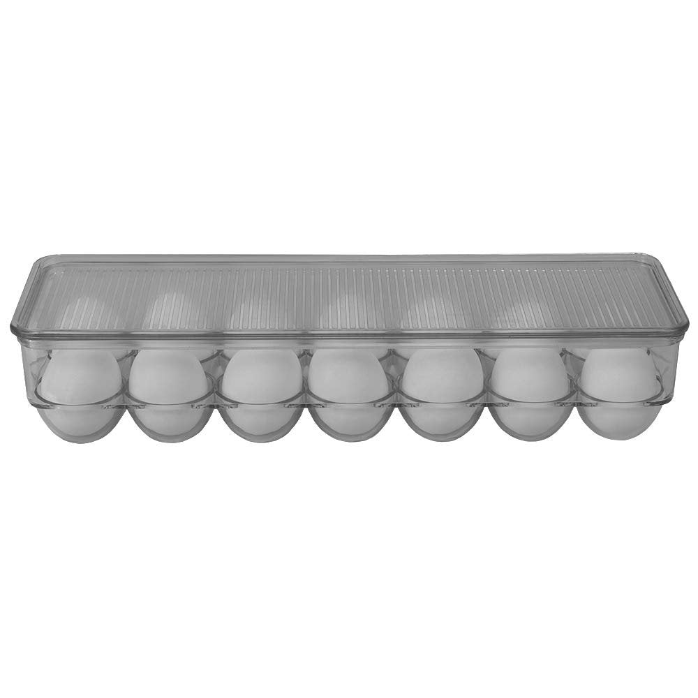 Home Basics Transparent Egg Holder with Clear Cover Durable Plastic Bin for Convenient Fridge and Pantry Organization | Ideal for Keeping Eggs Fresh and Neatly Organized
