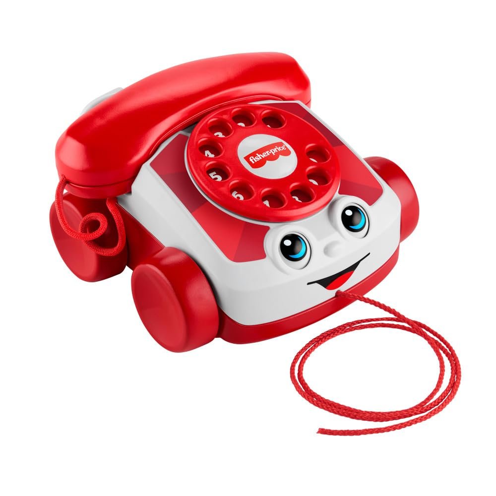 Fisher-Price Baby Toy Red Chatter Telephone, Mattel 80th Anniversary Edition Pull-Along Activity for Infants & Toddlers Ages 1+ Years