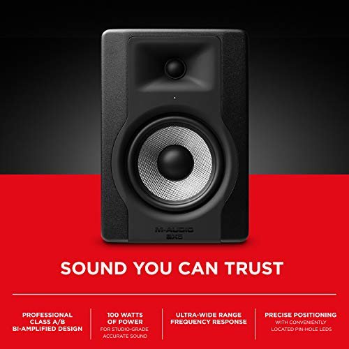 M-Audio Active Studio Monitors for Music Production/Mixing (Pair) and TRS Balanced Interconnect Cables