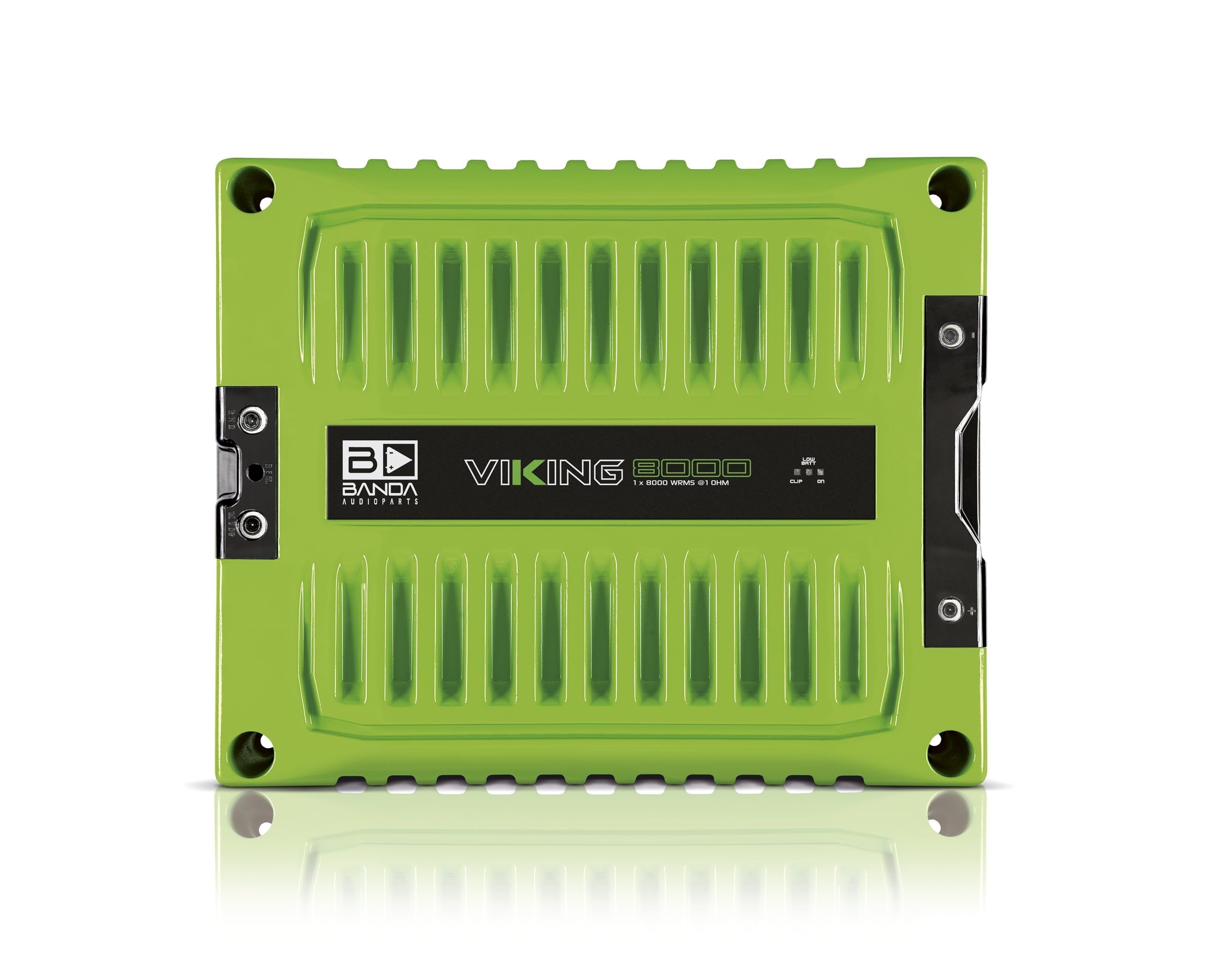 Banda VIK8000.1GREEN New Viking 8000 Watts Rms Amplifier Audio Car Speaker 1-Ohm Full Range Crafted with Aluminum Chassis, LED Indicators - Green