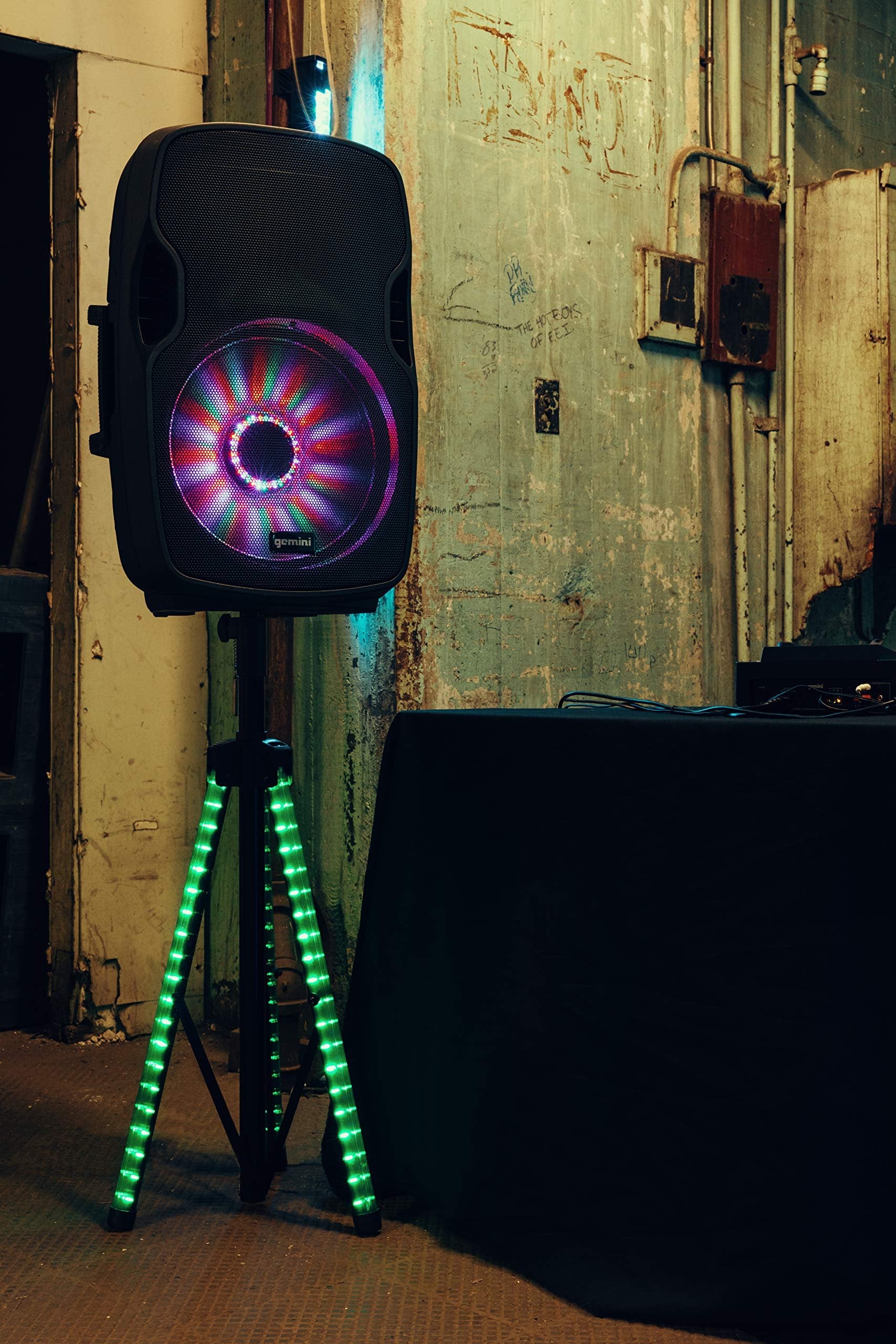 Gemini Sound STL-100 Professional Heavy Duty Speaker Stand with Synced LED Lighting, Black