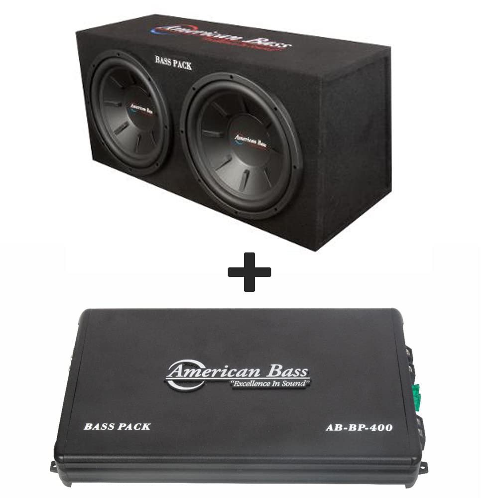 American Bass AB-BP-400 Dual 12" Inch Subwoofer and Amplifier Bass Pack, 1200 Watts Max Power with 40 Hz to 400 Hz Frequency Response