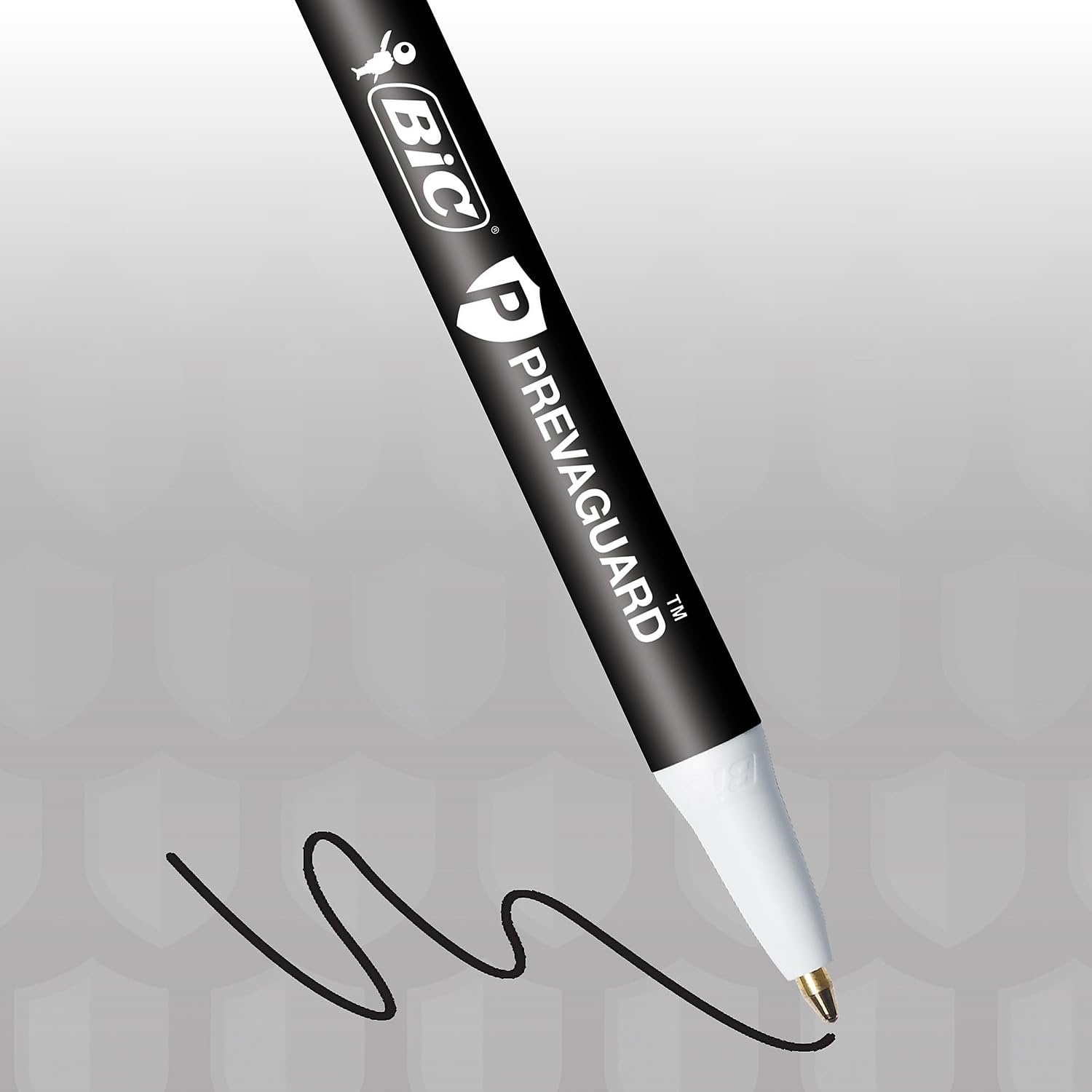 BIC PrevaGuard Clic Stic Ballpoint Pen With Built-in Protection To Suppress Bacteria Growth, Medium Point (1.0mm), Black, 12-Count
