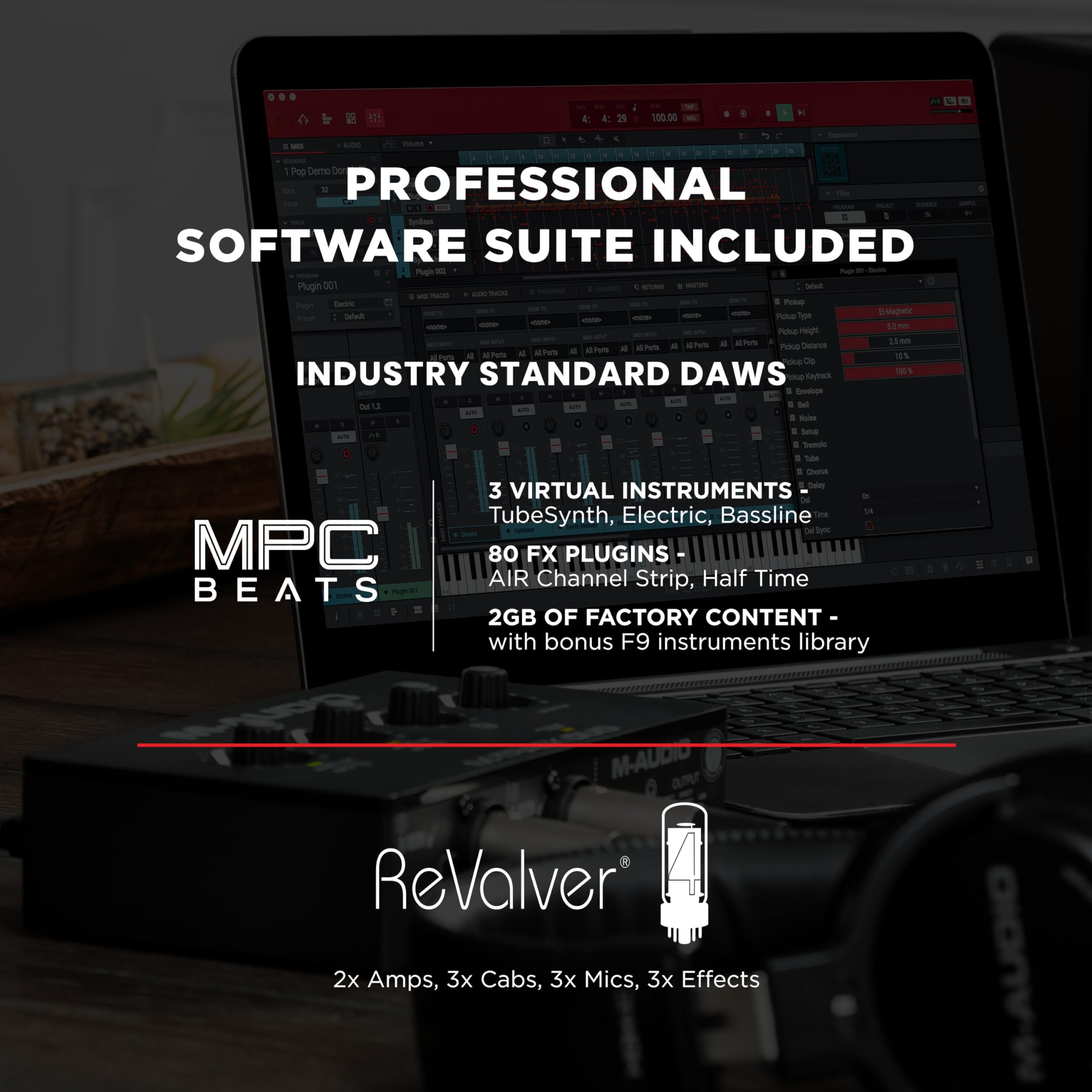 M-AUDIO M-Track Duo USB Audio Interface for Recording, Streaming and Podcasting with Dual XLR, Line and DI Inputs, plus a Software Suite Included