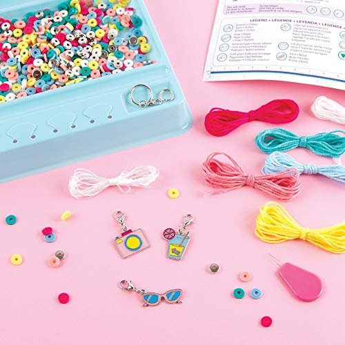 Make It Real - Summer Vibes Heishi Bead Bracelets - DIY Charm Bracelet Making Kit with Case - Friendship Bracelet Kit with Beads, Charms & Thread - Arts & Crafts Bead Kit for Girls - Makes 5 Bracelets