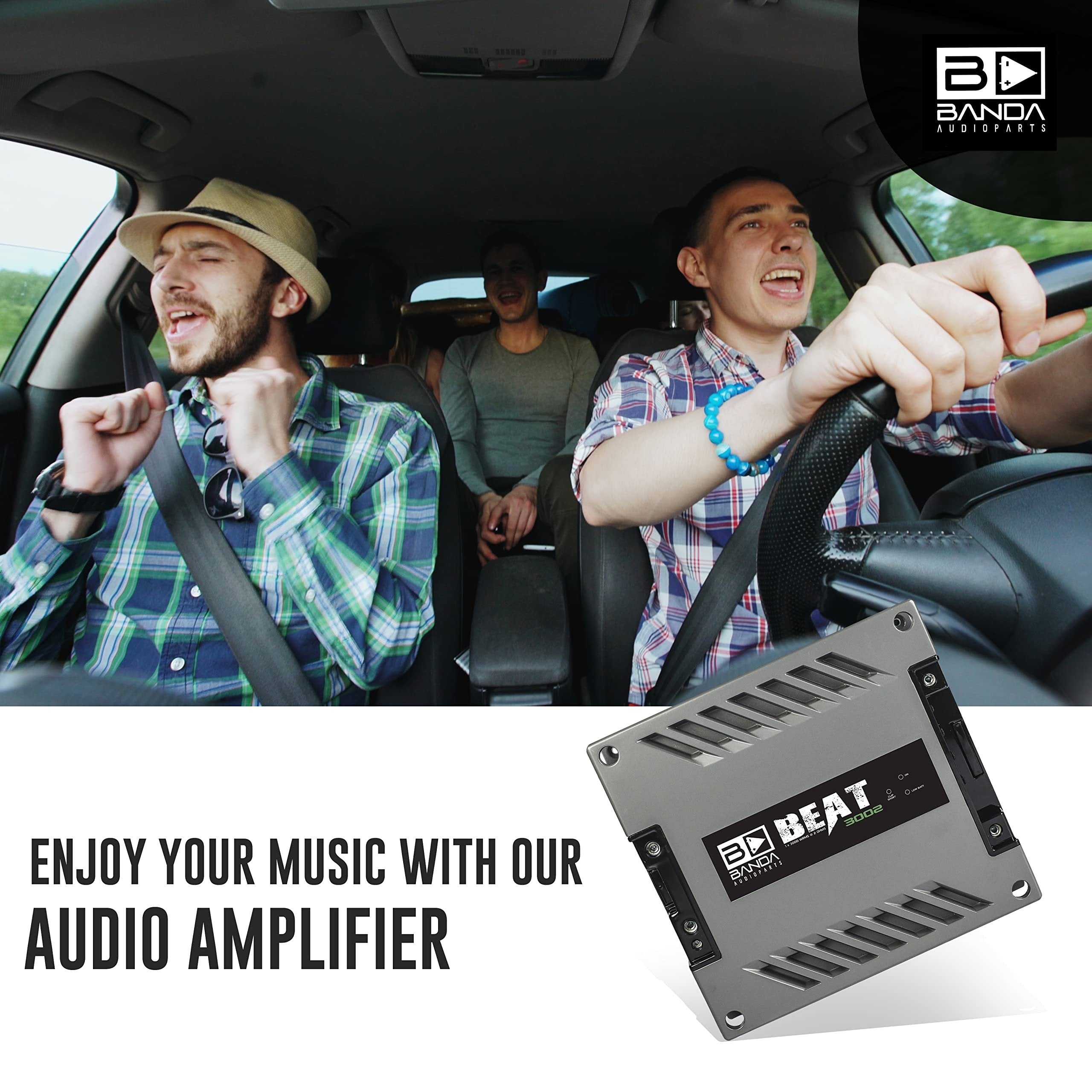 Banda 1-Channel Vehicle Audio Amplifier - 3000 Watts High-Powered Mono Bass Amplifier w/Subsonic Filter and Low Pass Filter Stable at 2 ohms, LED Indicators, Sound Specialization BEAT3002