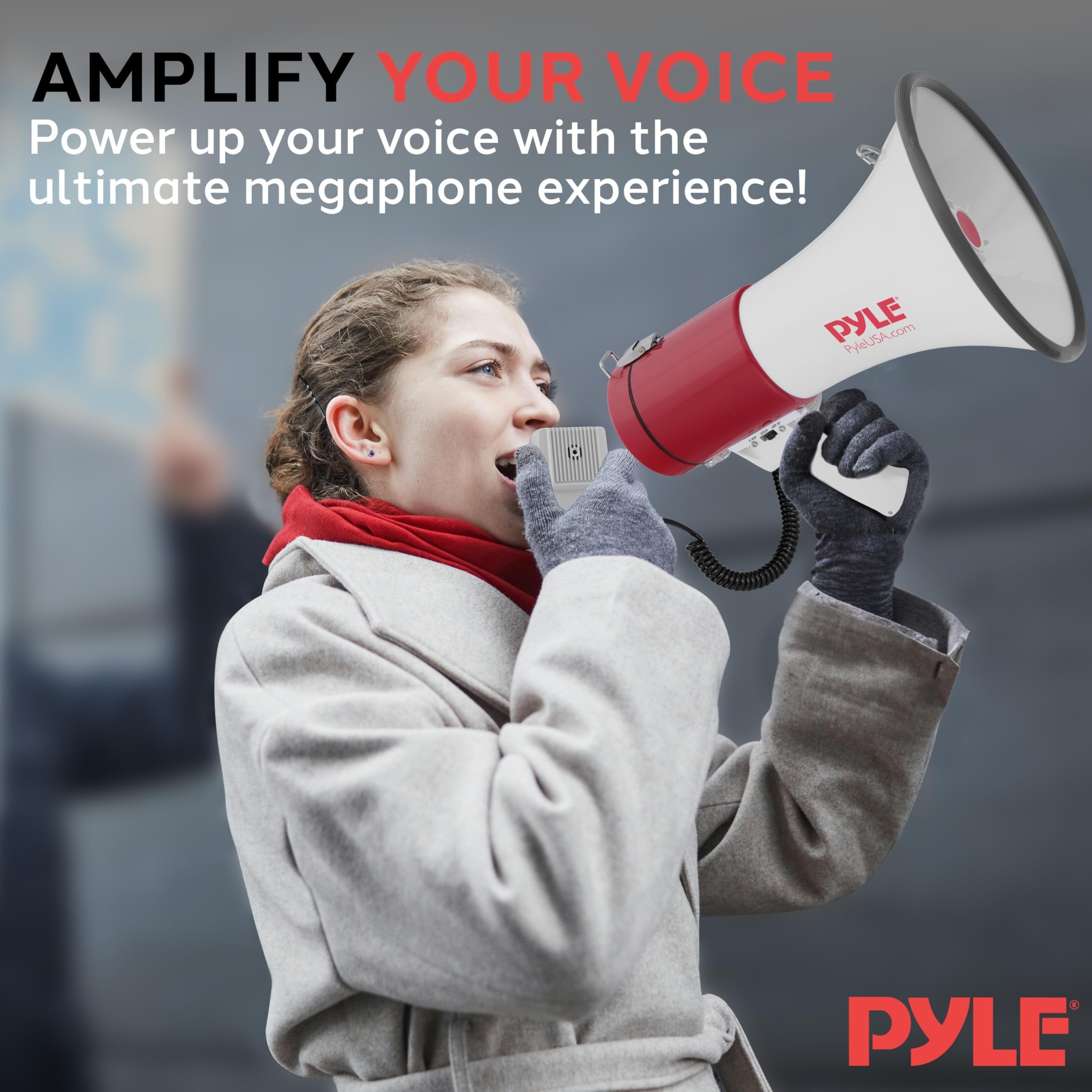Pyle Portable Megaphone Speaker PA Bullhorn-Built-in Siren, 50W Adjustable Volume Control &1200 Yard Range-Ideal for Any Outdoor Sports,Cheerleading Fans & Coaches or for Safety Drills - PMP52BT