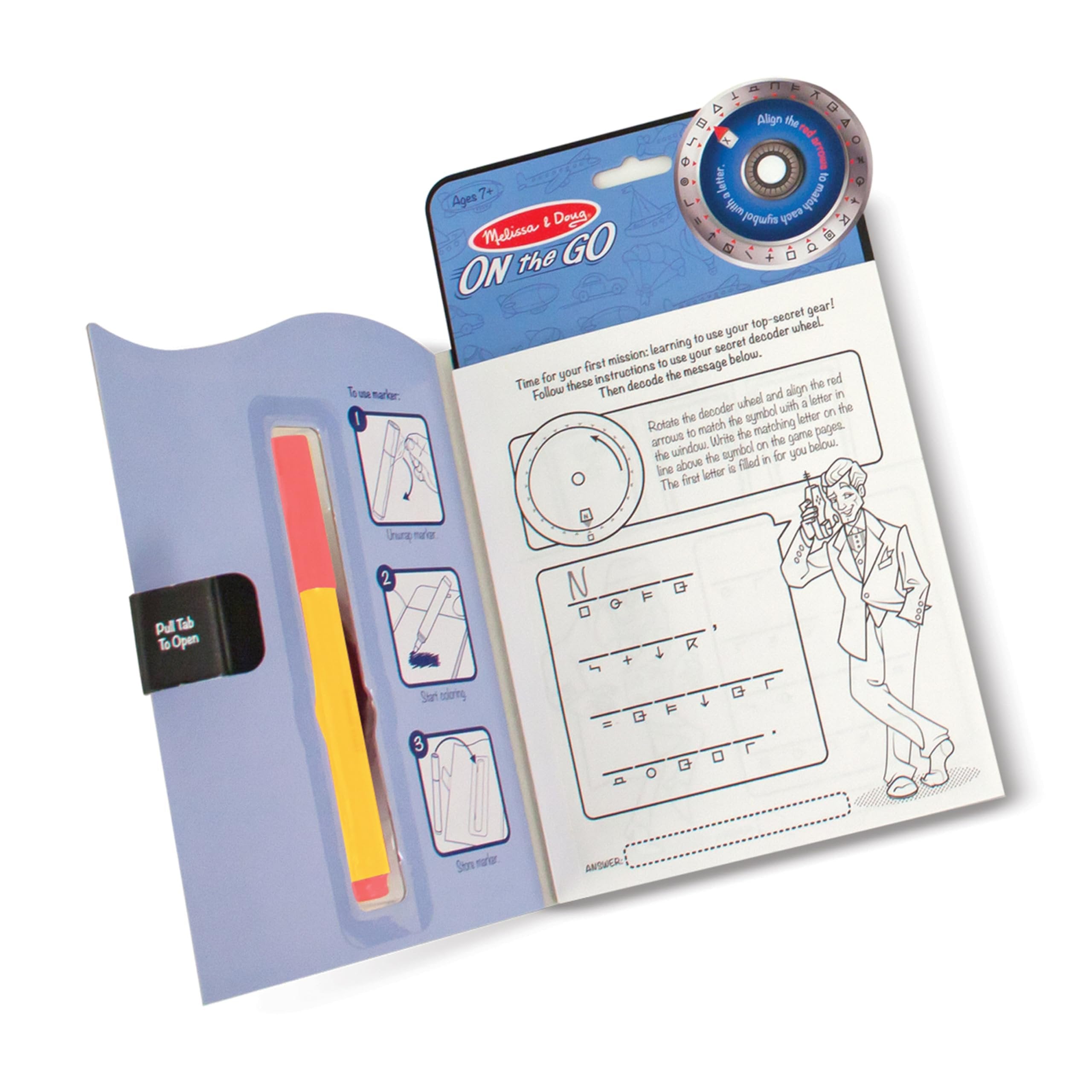 Melissa & Doug On the Go Spy Mystery Secret Decoder Book With Decoder Wheel and Magic-Reveal Pen
