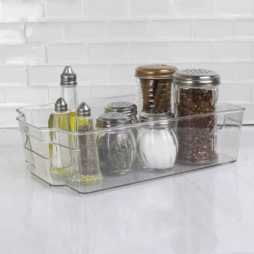 Home Basics Clear Plastic Storage Fridge Bin with Handles (Large)