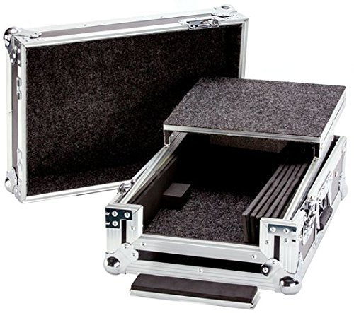 DEEJAY LED TBH10MIXLTSuperior Fly Drive Case For Pioneer Djm400 Pro Mixer Or Similarly Sized Equipment With Laptop Shelf And Wheels 1 Chrome Plated With Sturdy Spring Loaded Retractable Carry Handles