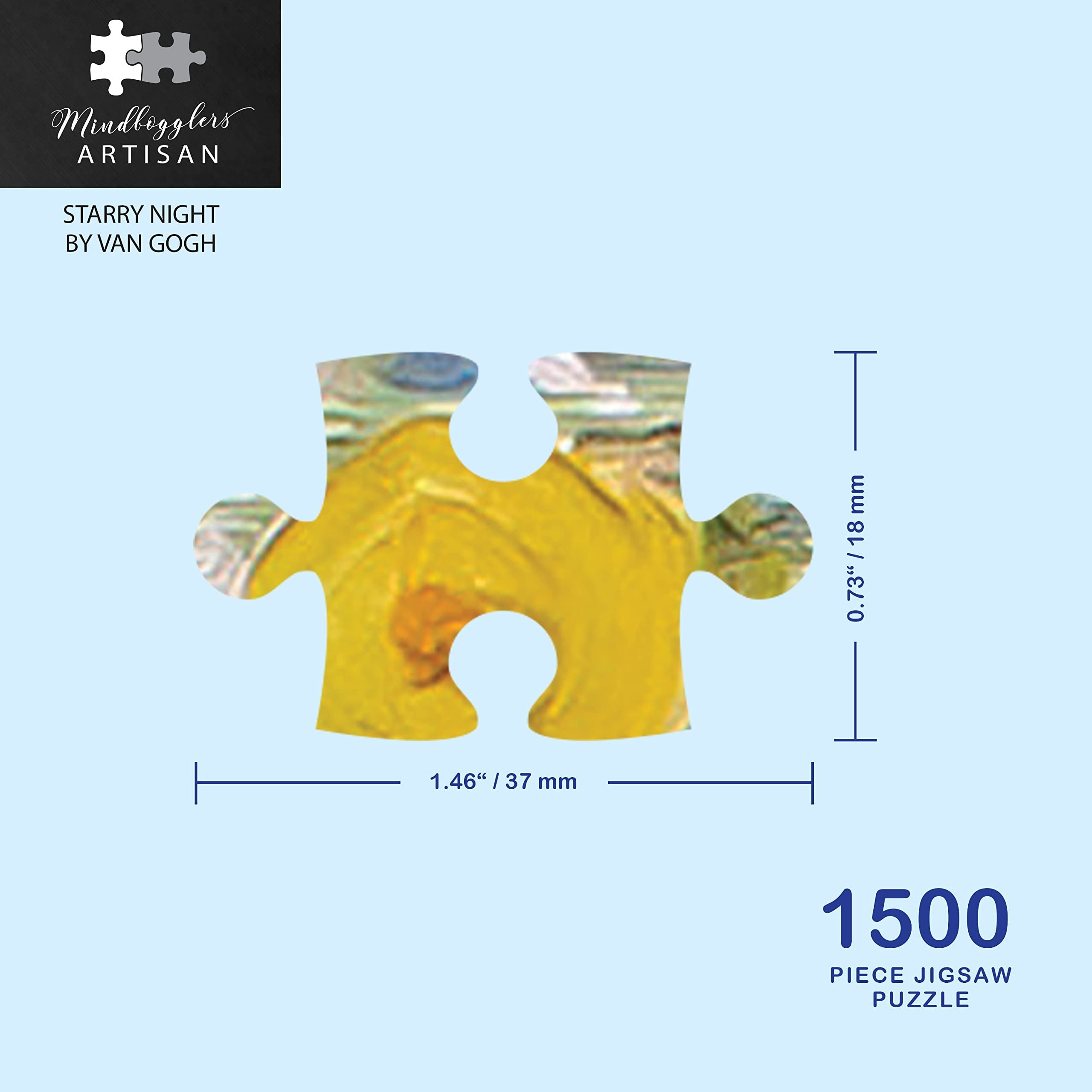 Mindbogglers Gold 1500-Piece Jigsaw Puzzle: Starry Night by Van Gogh - Jigsaws for Adults - Deluxe Jigsaw Puzzles - 33x26in - Intricate Puzzles - Advanced Jigsaws - Hobbies - Gold Foil Jigsaw Puzzles