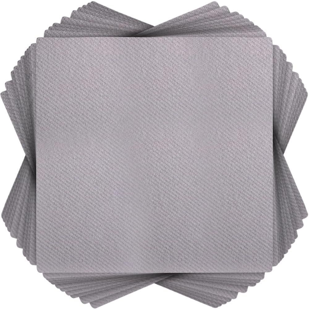 Premium Silver Quilted Cloth-Like Dinner Napkin - 1/4 Fold (Pack of 30) Absorbent Paper Napkin - Perfect for Any Occasion