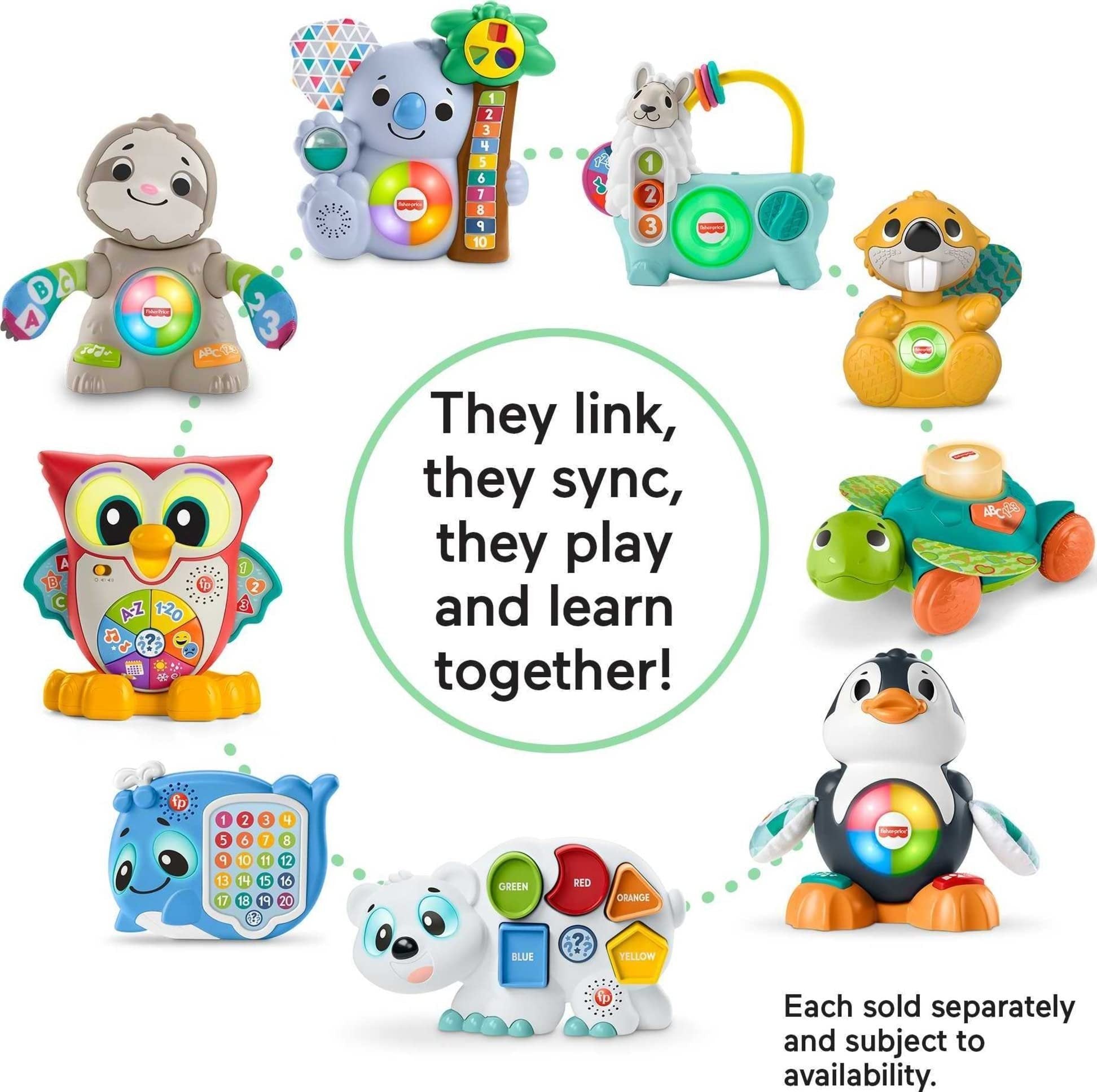 Fisher-Price Baby Learning Toy Linkimals Counting & Colors Peacock with Lights & Music for Infants Ages 9+ Months, Compatible Only with Linkimals Items