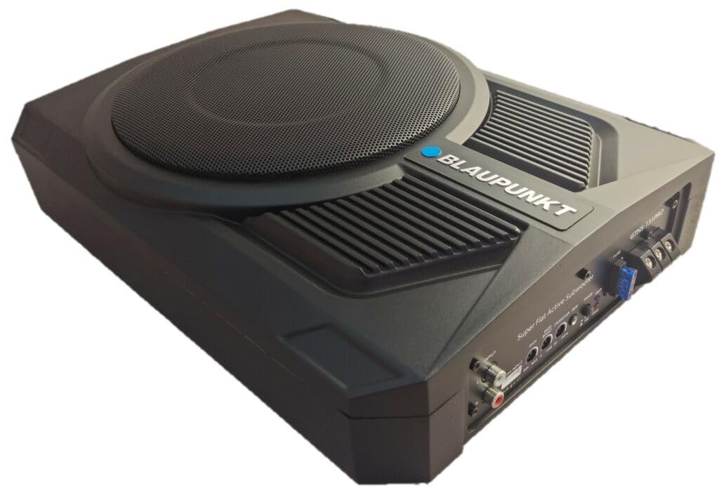BLAUPUNKT GTHS131PRO 10-inch PRO Powered Underseat Subwoofer Enclosure 350 Watts Digital Signal Processors Car Audio Speaker Systems Built-in Amplifier Simplifies Installation