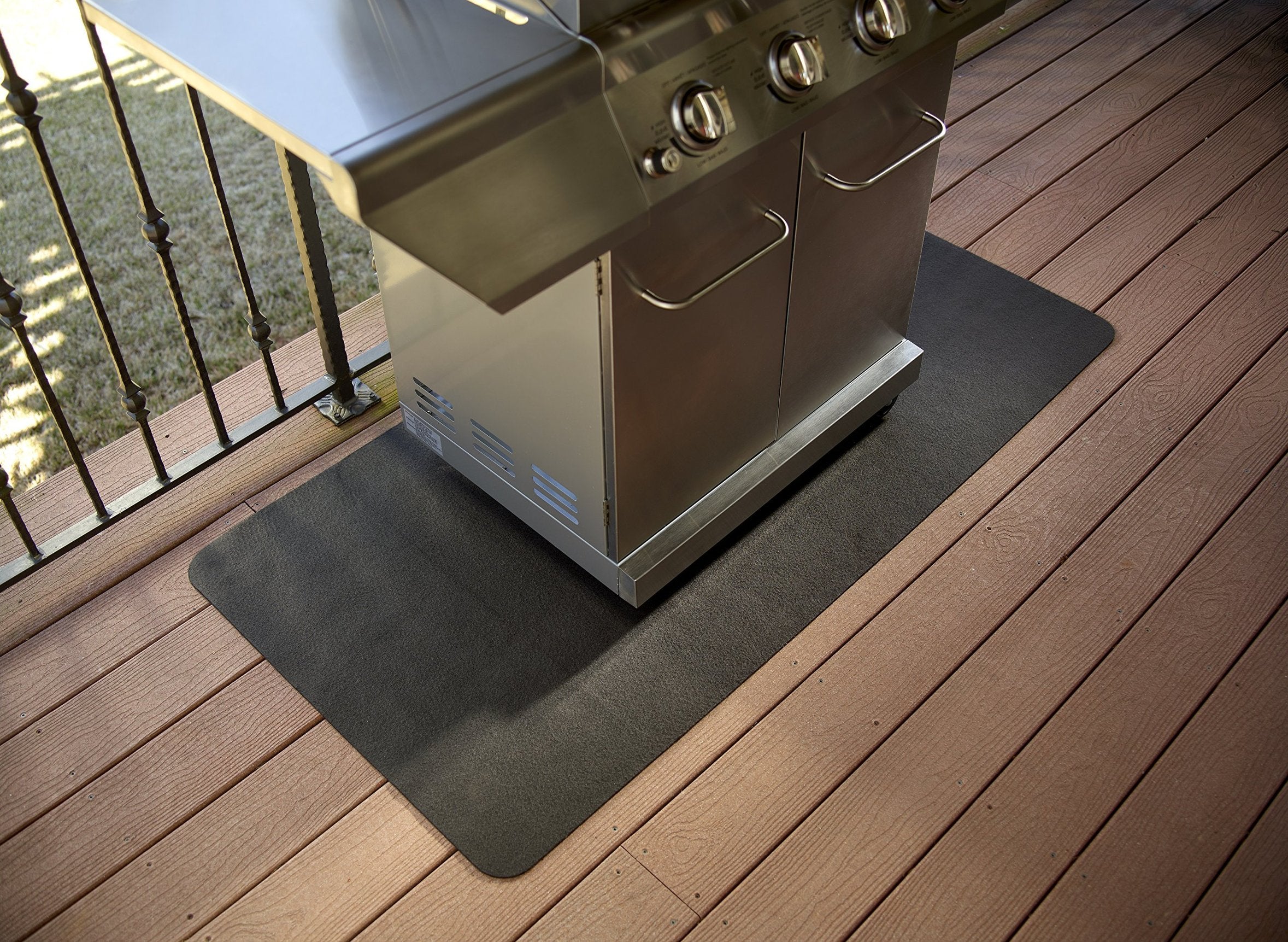 Diversitech Outdoor Gas Grill BBQ Floor Mat 48" x 30" - Absorbant Protection for Decks & Patios, Black