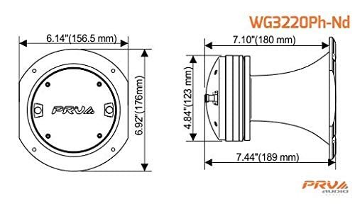PRV AUDIO Driver Horn WG3220Ph-Nd 220 Watts Program Power, 2 Inch Exit Throat, 8 Ohm, 3 in Voice Coil, 110 Watts RMS, Neodymium Magnet - Pro Audio Phenolic Compression Driver with Aluminum Horn Combo