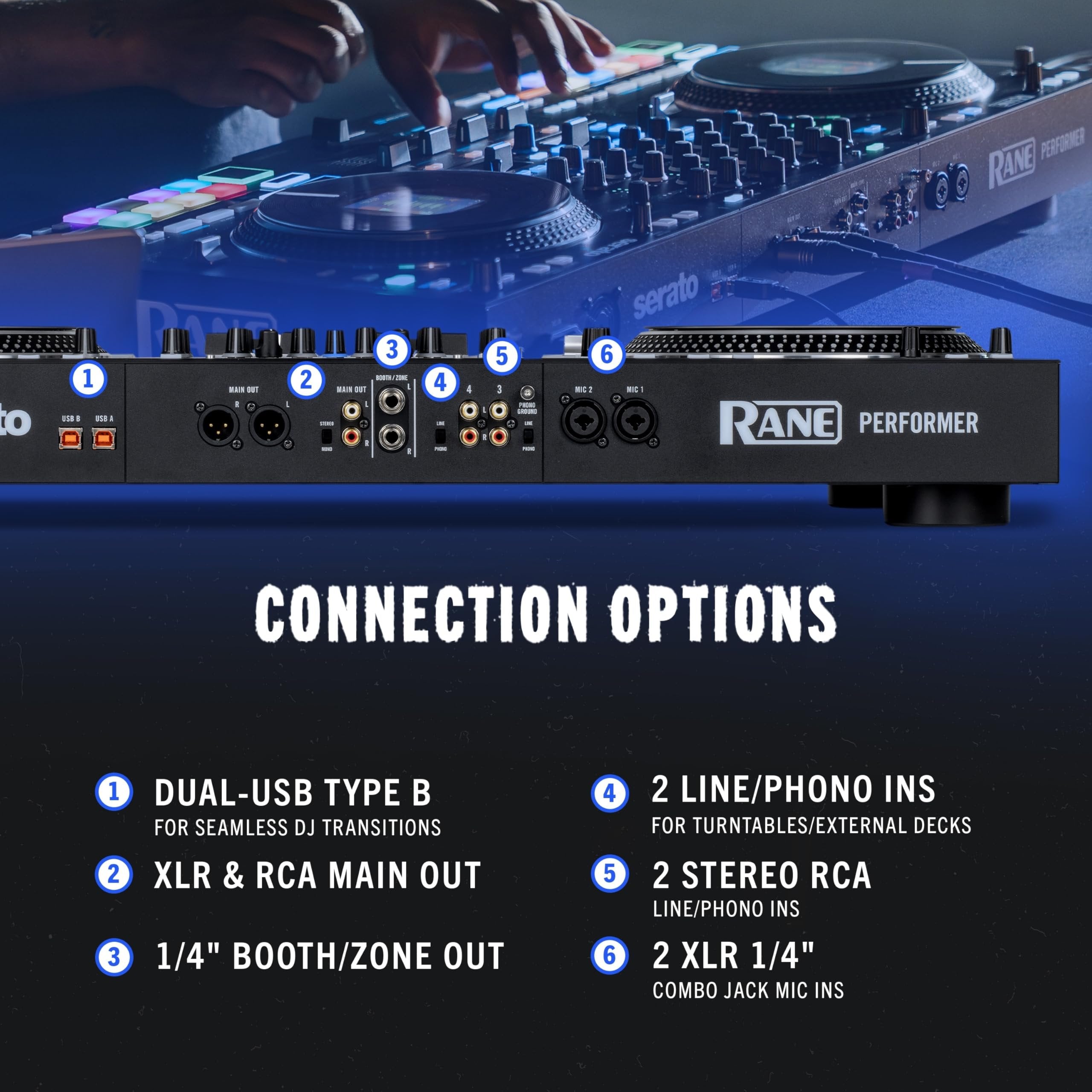 Rane PERFORMER 4-Channel Motorized DJ Controller, 7" Platters with Displays, Precision Feel Faders, Stem Split, Advanced FX, Serato DJ Pro Included