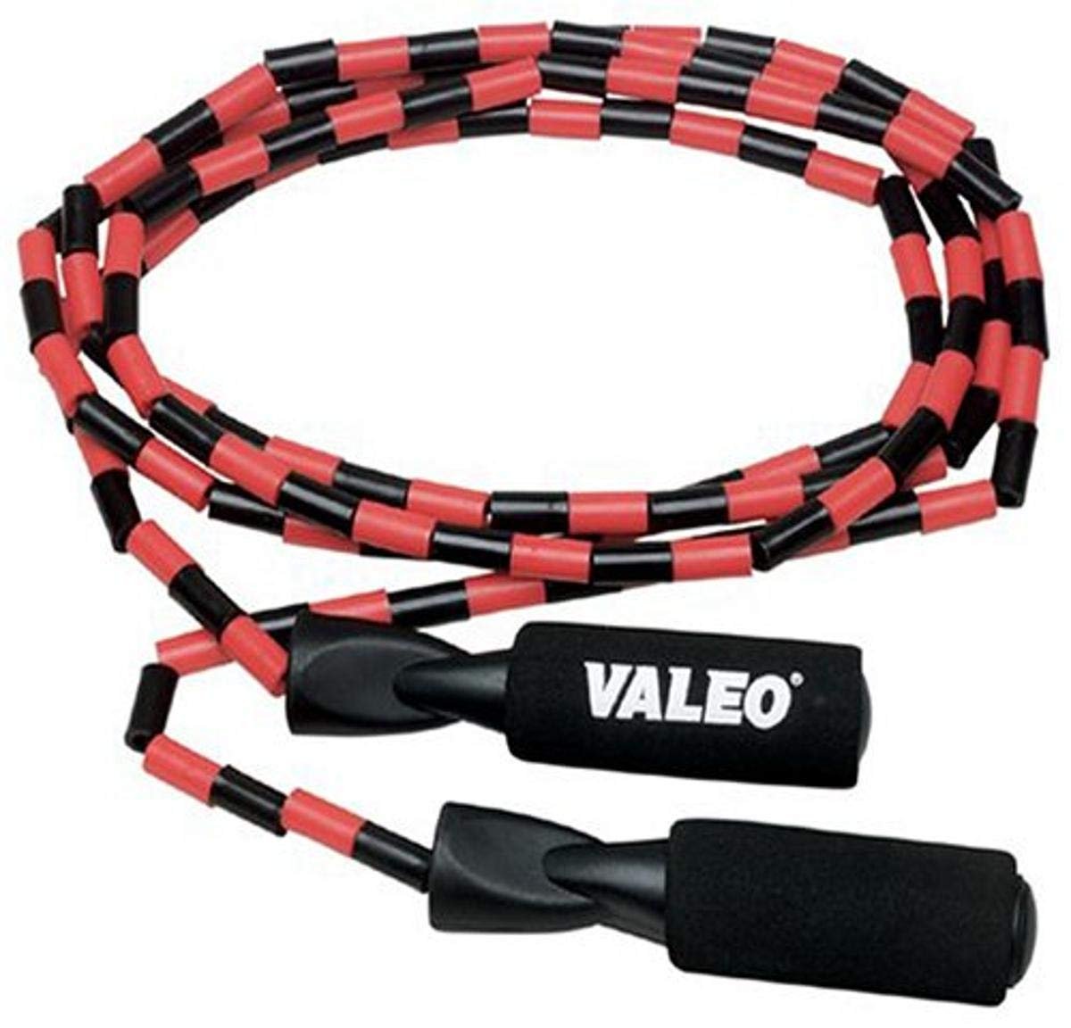 Valeo Beaded Jump Rope, Adjustable 9-Foot Length With Durable Plastic Beaded Nylon Rope And Molded Handles With Foam Grips, VA4451MU