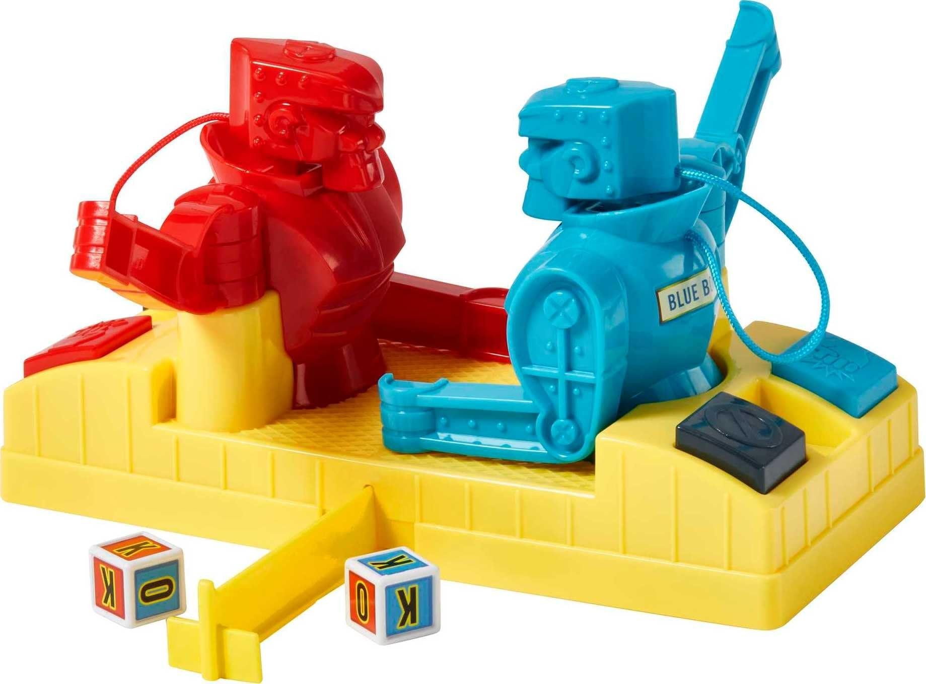 Mattel Games Rock 'Em Sock 'Em Robots Kids Game with Red Rocket & Blue Bomber Fighters