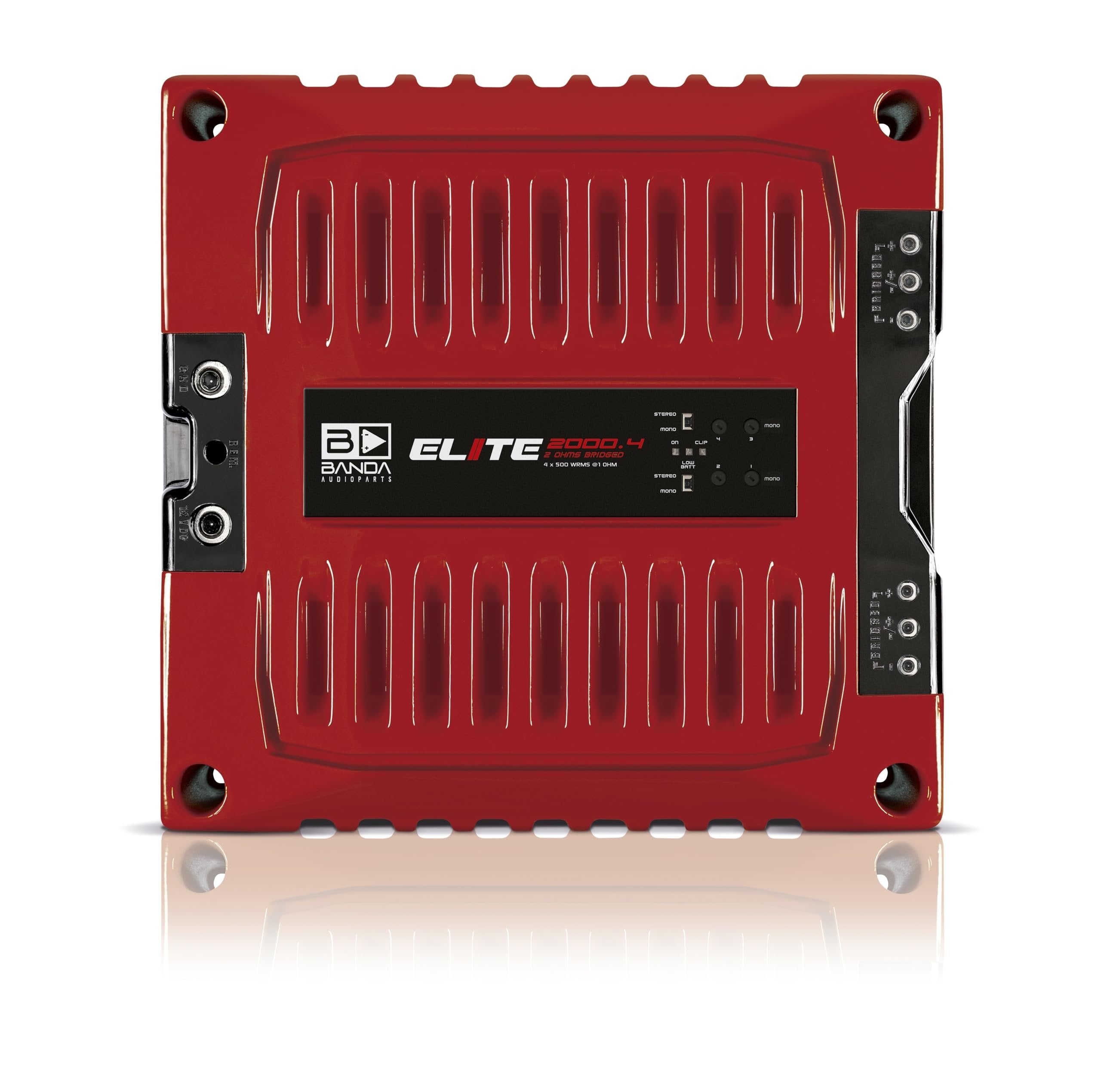4-Ch. Vehicle Audio Bass Amplifier - 500 Watts High-Powered Mono Bass Amplifier w/Subsonic Filter & Low Pass Filter Stable at 1 ohm, LED Indicators, Sound Specialization, Red - BANDA 2000.41OHMRED