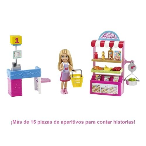 Barbie Chelsea Can Be Doll & Snack Stand Playset with 15+ Accessories Including Snack Stand, Register & Shopping Basket, Blond Doll