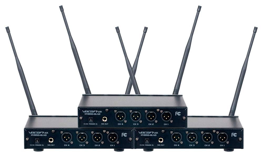 VocoPro 12 Channel UHF Wireless Headset & Lapel Mic System with Mic-On-Chip Technology, Black, 18.00 x 14.00 x 24.00