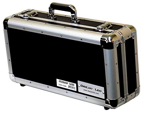 DEEJAYLED Professional Light Cd Case 4 Row Holds Up To 100 Jewel Cases And Up To 200 Plastic Sleeves Well Riveted Heavy Duty Double Edge Tongue And Groove Impact Resistant Aluminum Frame TBHECD4BK