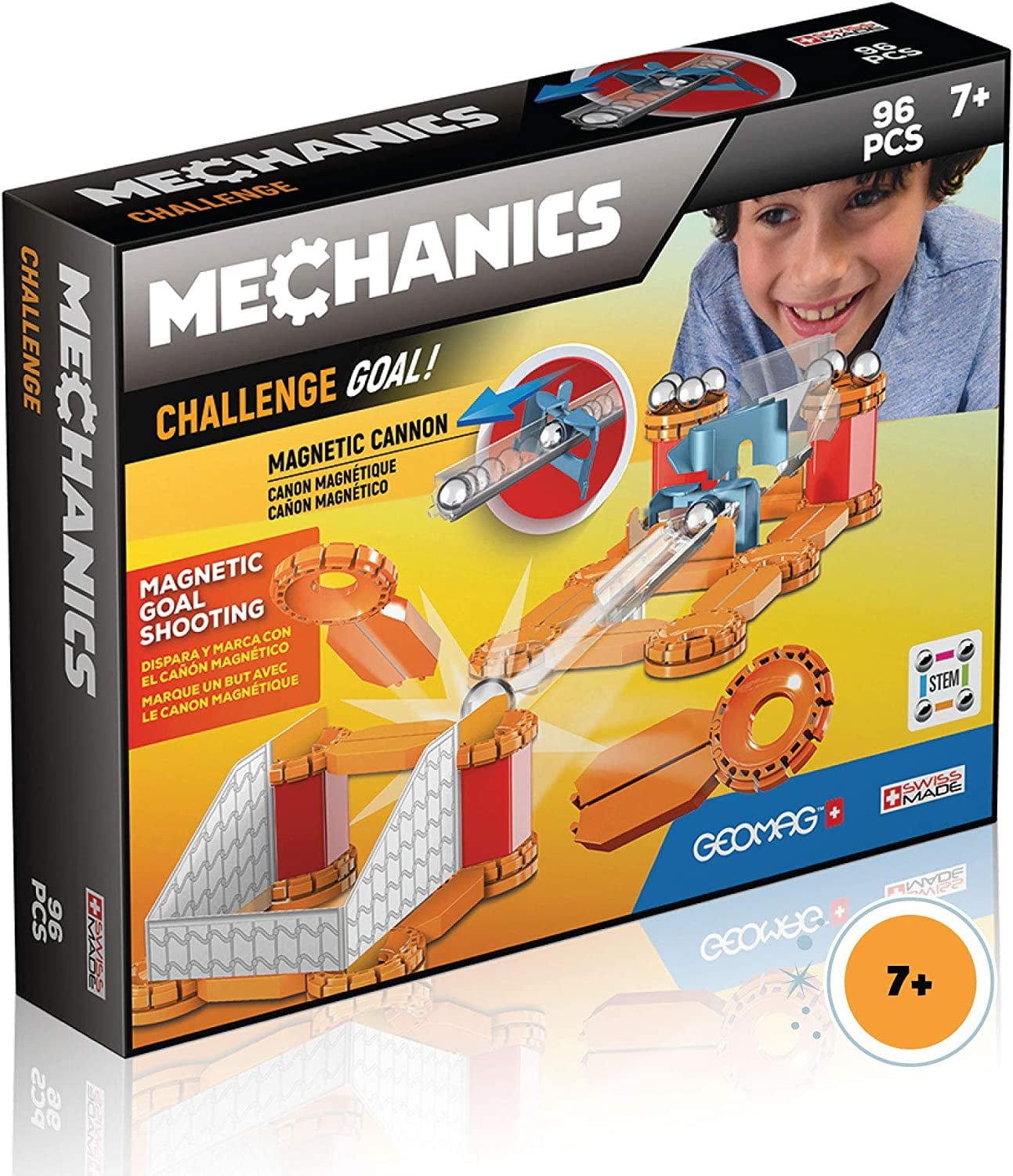 Geomag Magnetic Toys Magnets for Kids Mechanics Goal Challenge Educational Board Game & Building Set Swiss-Made Age 7+ 96 Piece, Multicolor (769)