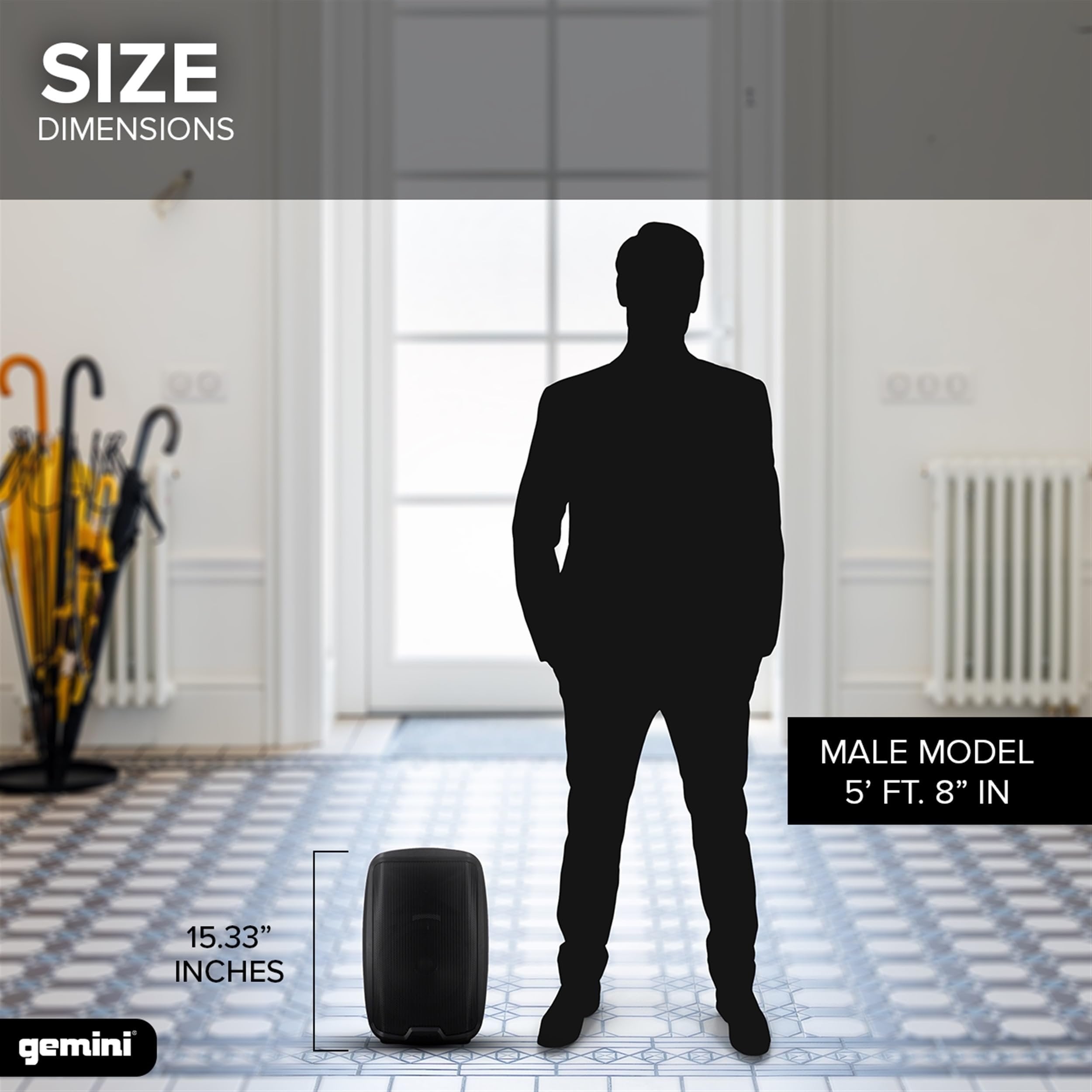 Gemini Sound AS-2108BT Active 8" Inch Woofer 500W Watt DJ Monitor Powered Amplified PA Speakers System With Bluetooth, Wireless Stereo Pairing, Onboard 2 Channel Mixer, Handles and Portable Fly Points