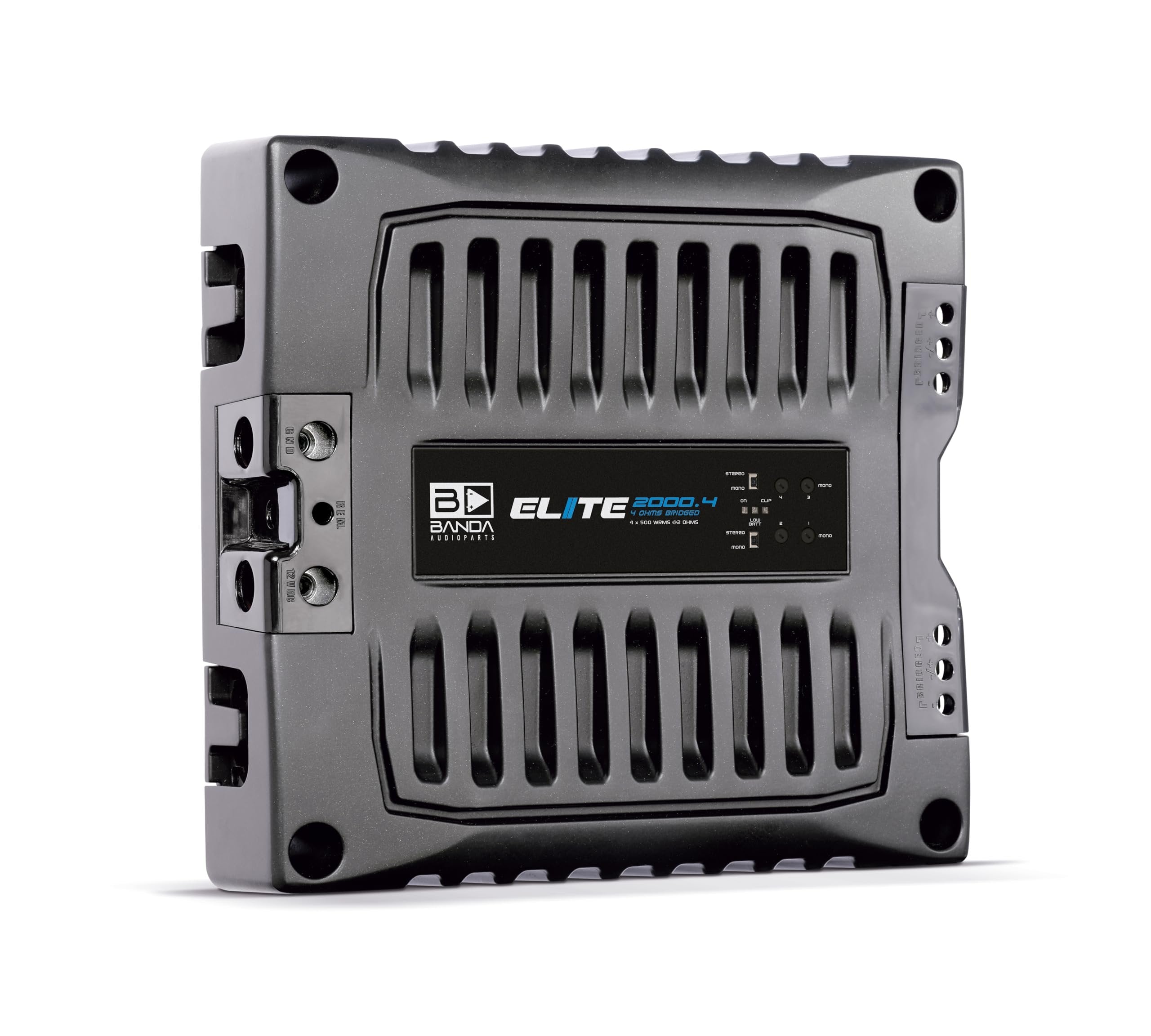 BANDA Audioparts ELITE2000.42OHMS Car Audio Amp 2-Ohm Elite 2000.4 Four Channel 500 Watts Max Class D Audio Amplifier Black - 2000.42OHM