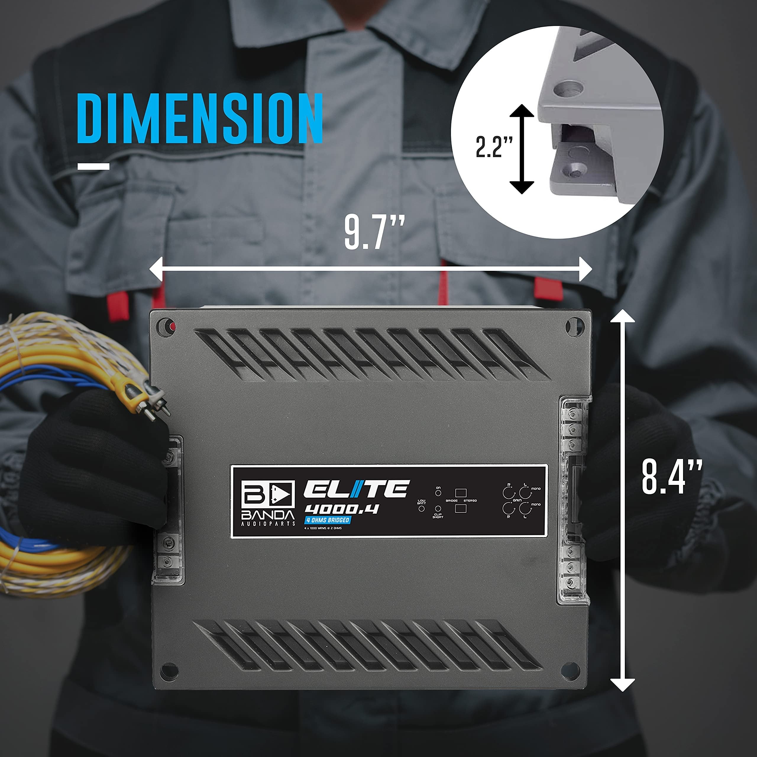 Banda 4-Channel Vehicle Audio Bass Amplifier - 1000 Watts Max High-Powered Mono Bass Amplifier Subsonic Filter and Low Pass Filter Stable at 1 ohm, LED Indicators, Sound Specialization - 4000.41OHM