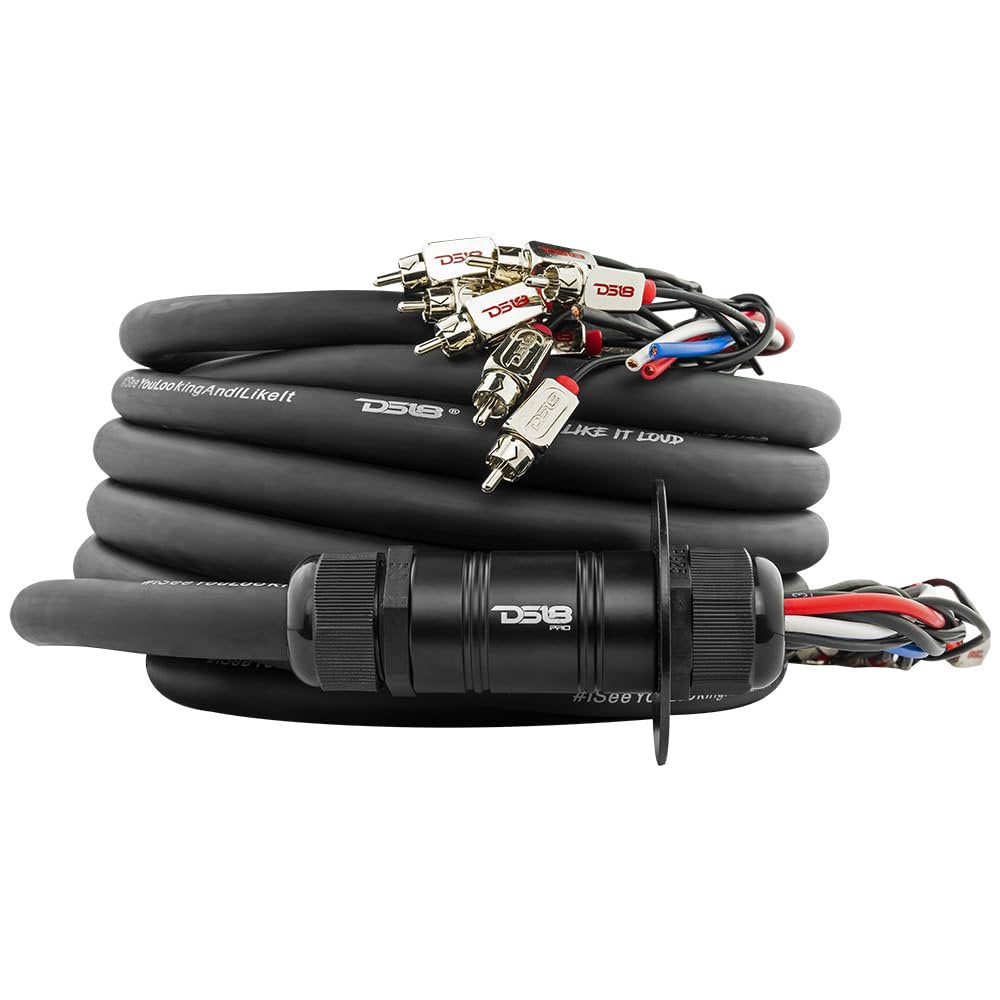 DS18 MDSA10/4.30FT Medusa/Snake Audio Wire with 10 Channels RCA and 4 x 12GA OFC Power Cables 30ft - Heavy Duty Remote Audio/Power Wire Snake Cable for Radio Box Extension