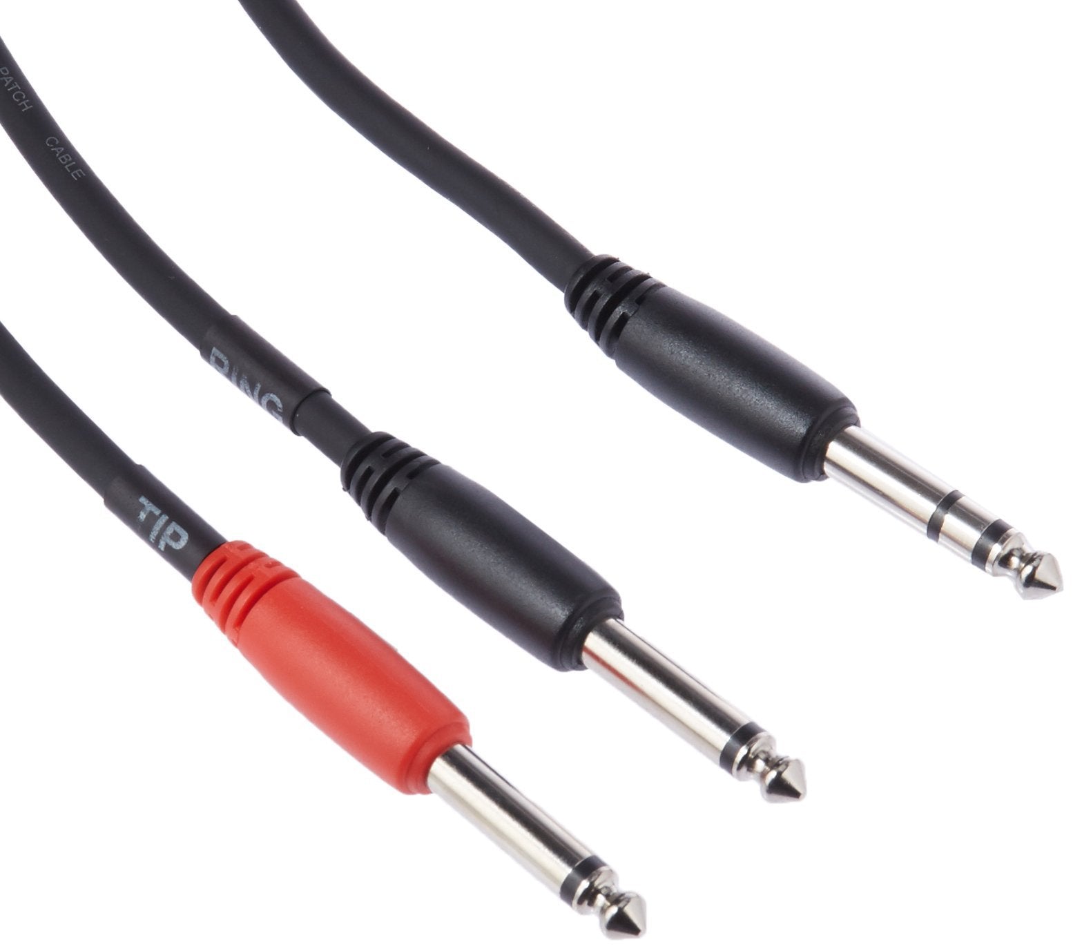Pig Hog Y Cable, Stereo 1/4"(M)-Dual Mono 1/4, 6" - PYS214F, Black