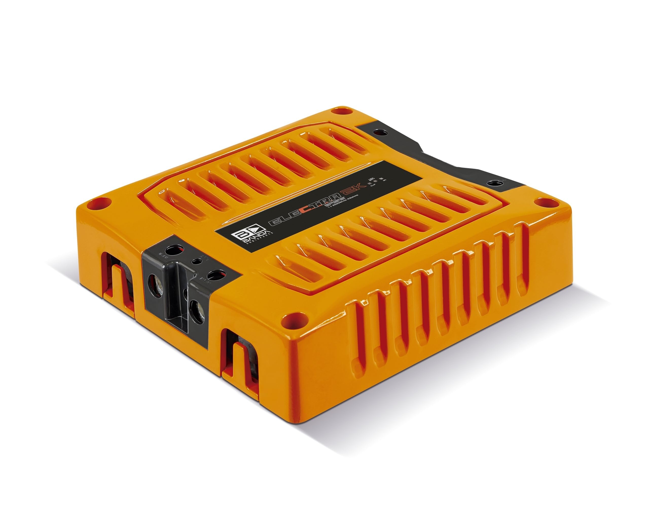 1-Channel Vehicle Audio Bass Amplifier - High-Powered Mono Bass Amplifier w/Subsonic Filter and Low Pass Filter Stable at 2 ohms, LED Indicators, Sound Specialization, Orange - BANDA 2K2OHMORANGE